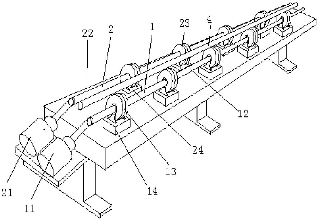 Long-bar timber feeding device