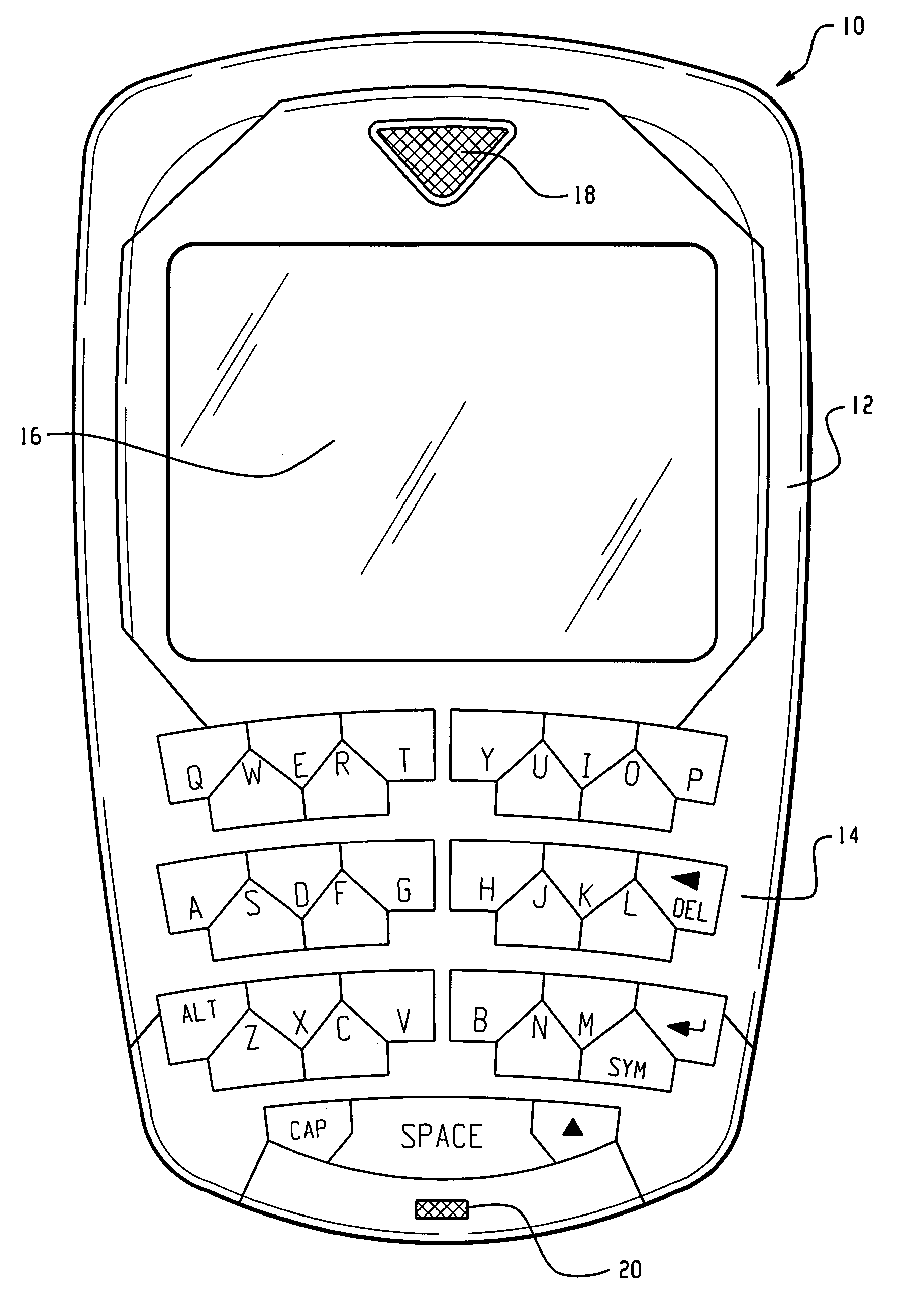 Staggered keyboard for a portable device