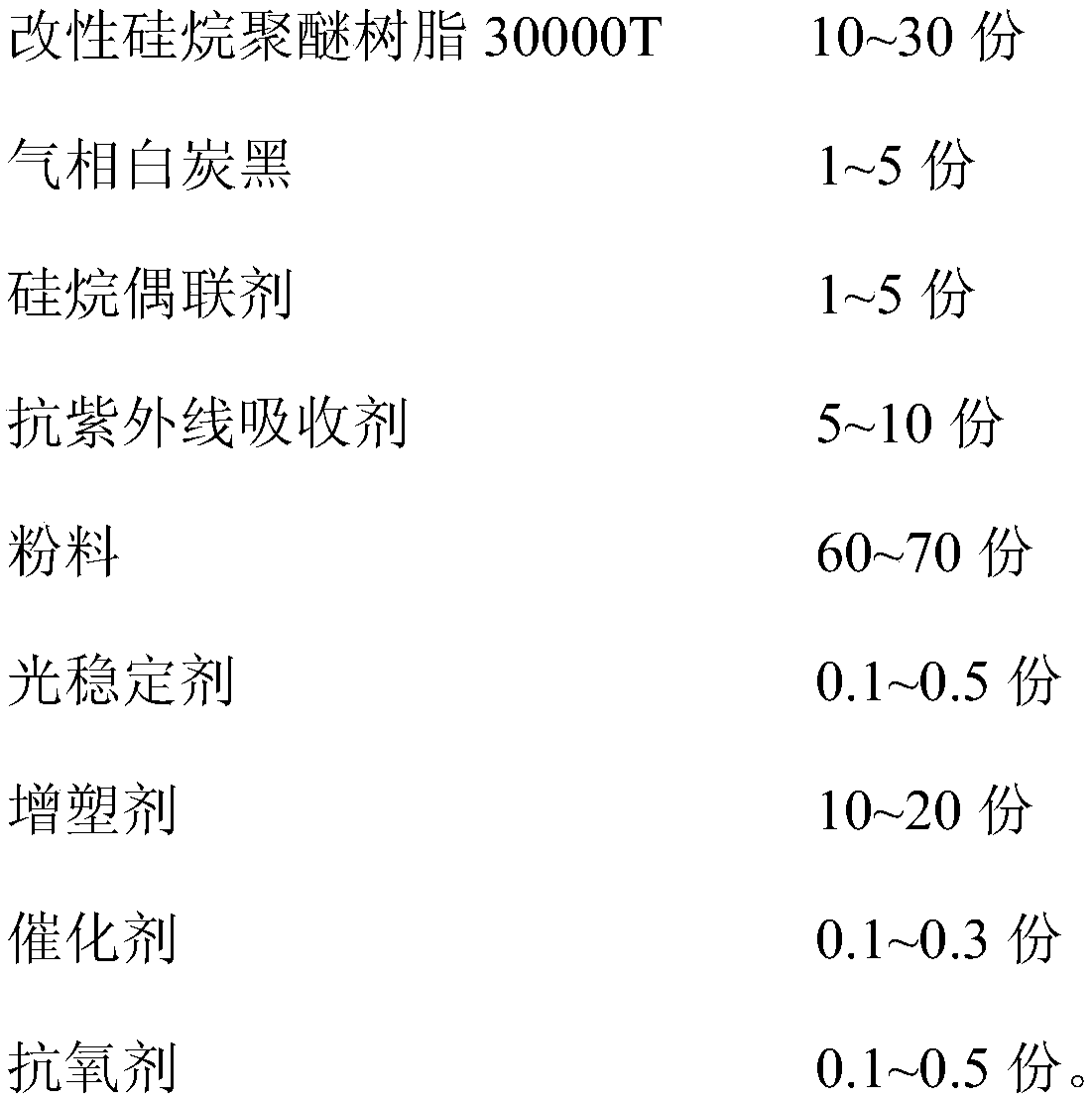 Preparation method of anti-ultraviolet modified silane polyether adhesive