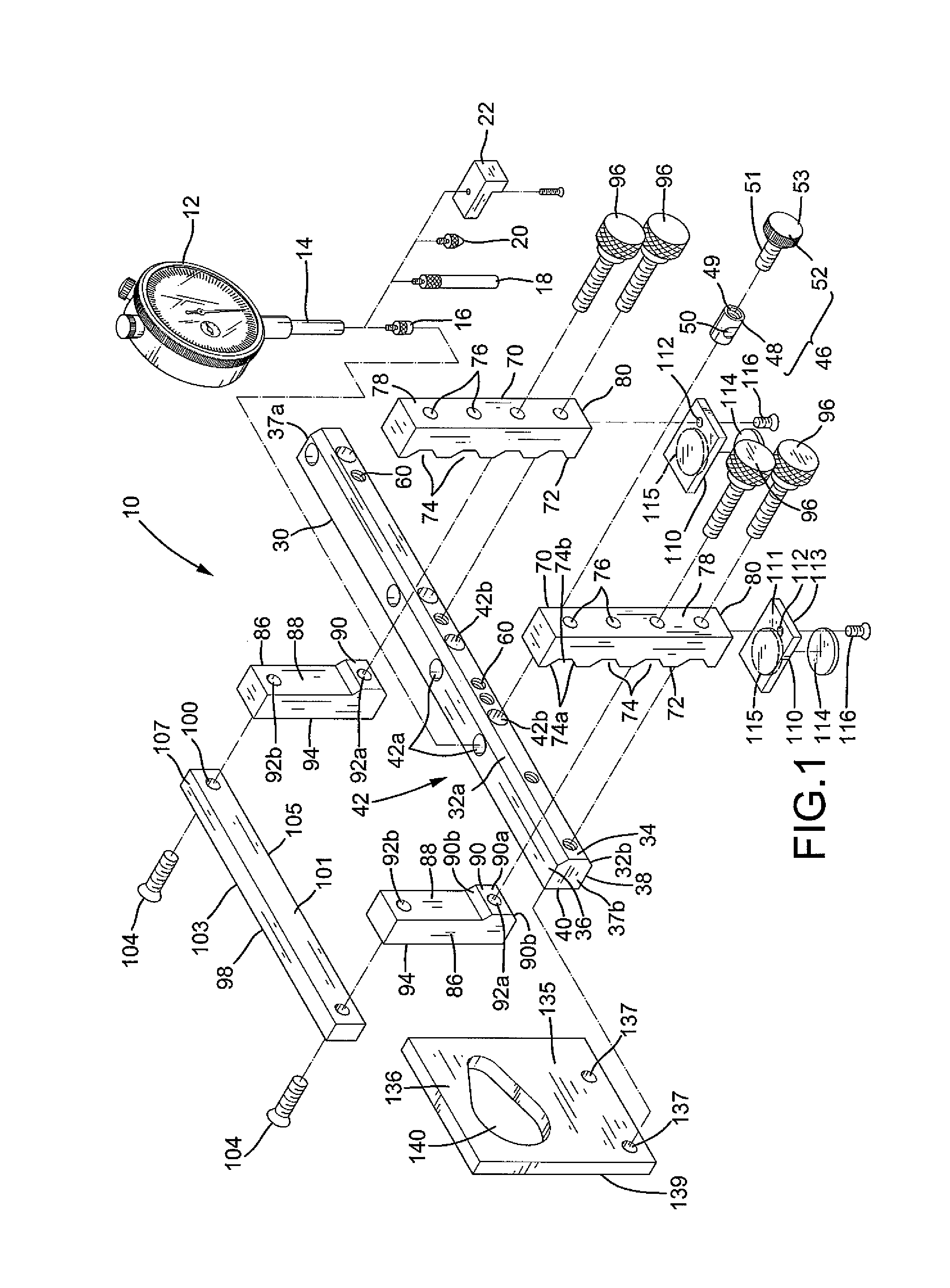 Tool and equipment adjusting and aligning measuring gauge