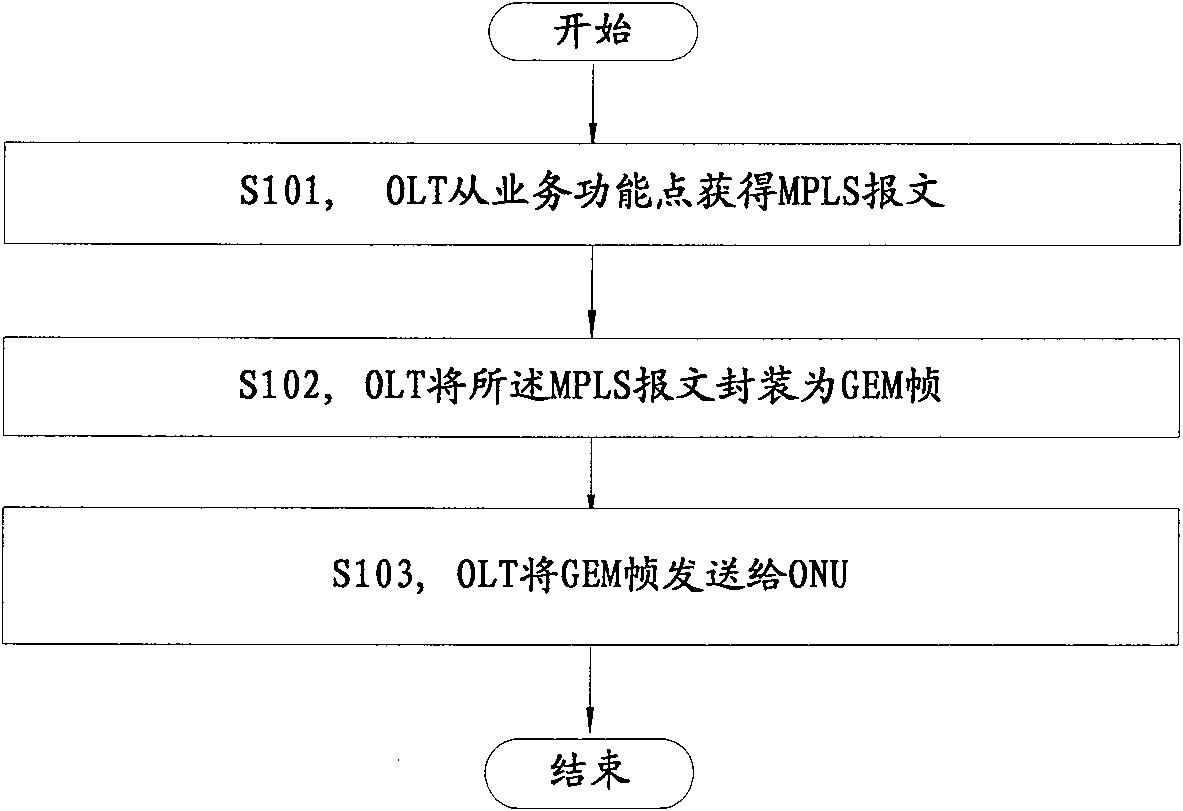 Method, device and system for carrying MPLS messages in PON