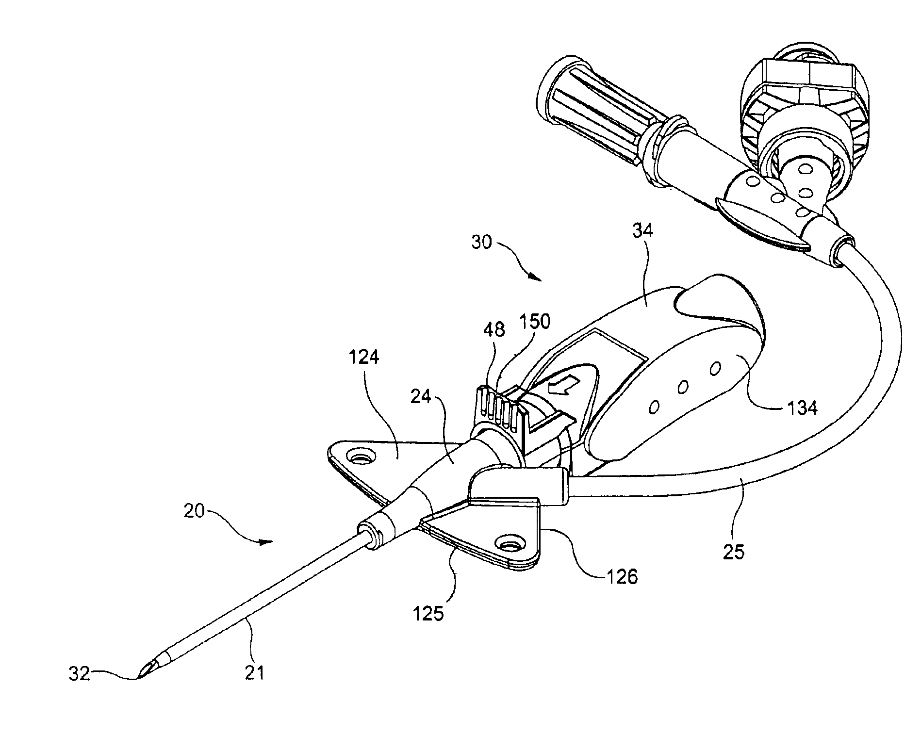Cantilever push tab for an intravenous medical device