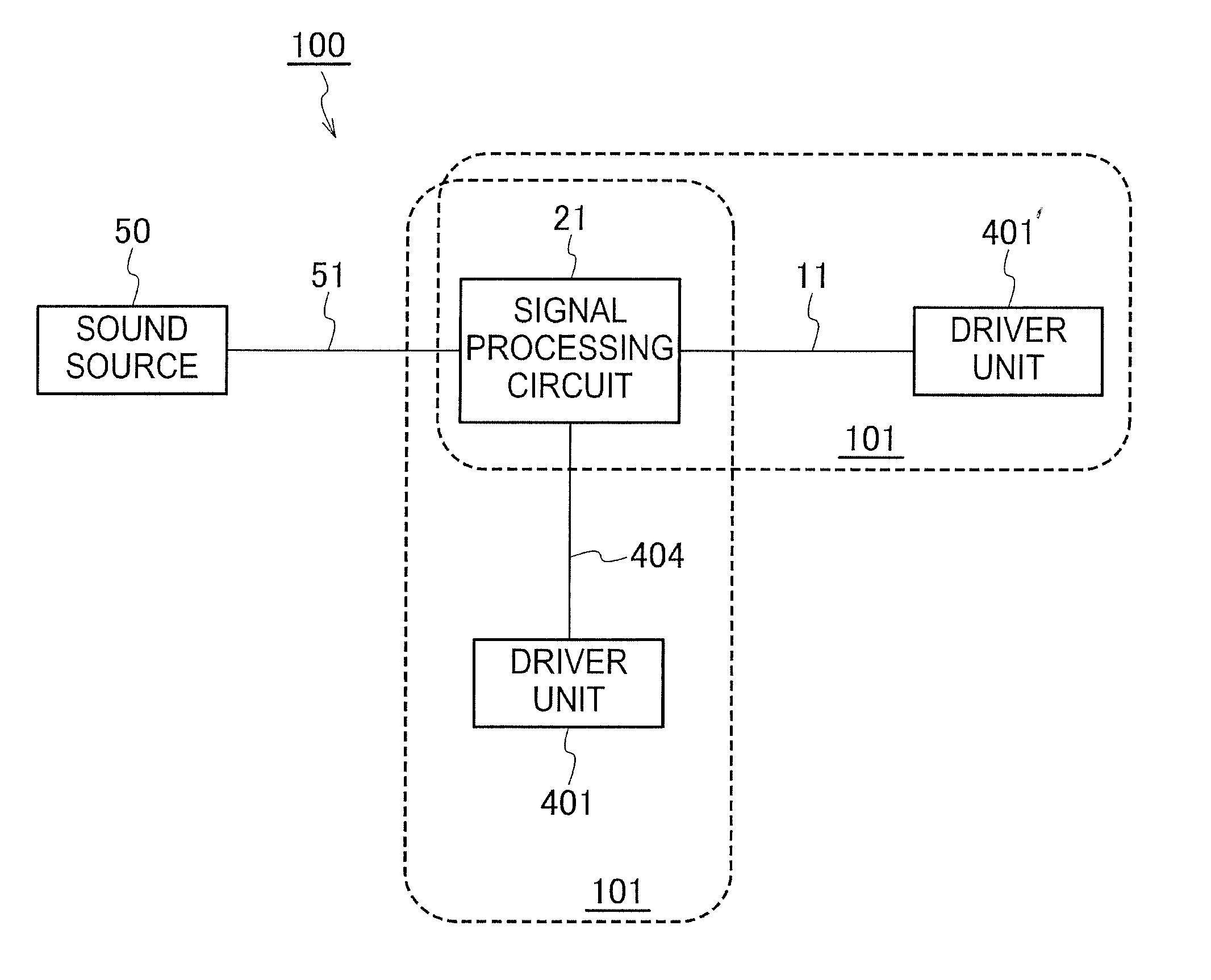 Wiring structure for electroacoustic transducer for digital signal and headphone for digital signal