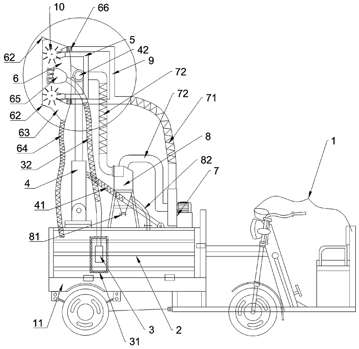 Wall surface cleaning device with function of water-wind circulation and working method thereof