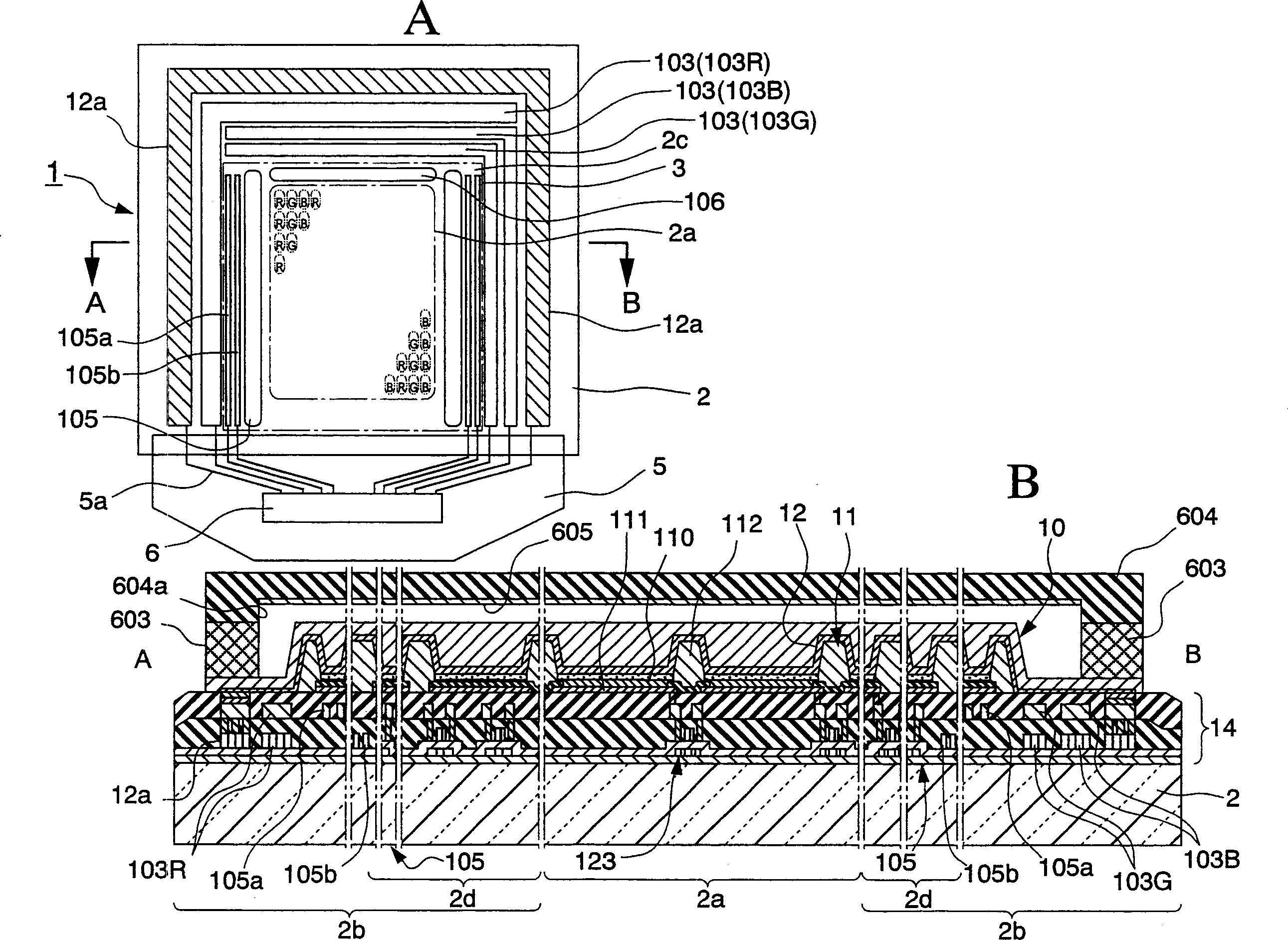 Display device, electronic apparatus and method for mfg. display device