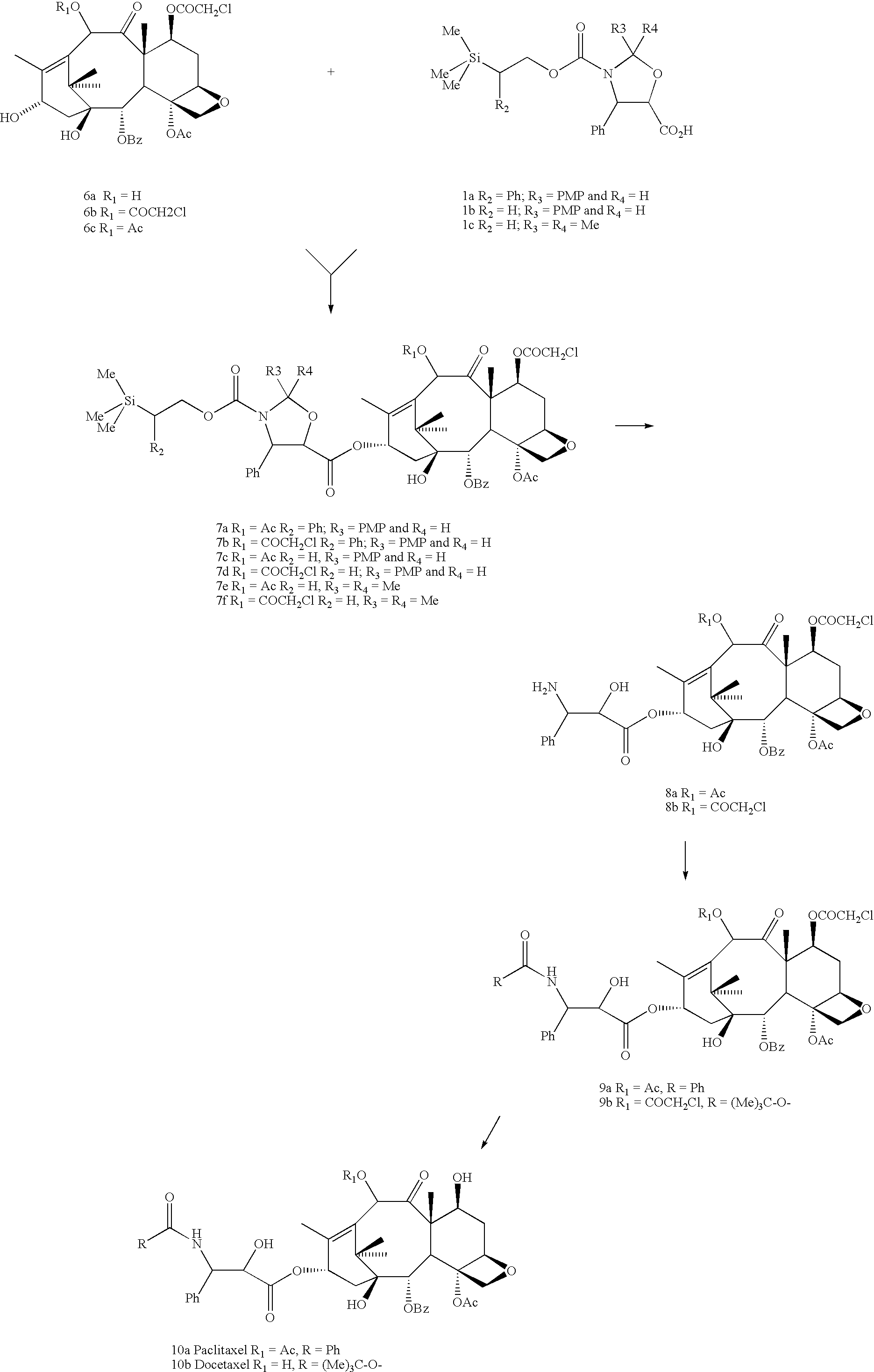 Method of preparation of anticancer taxanes using 3-[(substituted-2-trialkylsilyl)ethoxycarbon1]-5-oxazolidine carboxylic acids