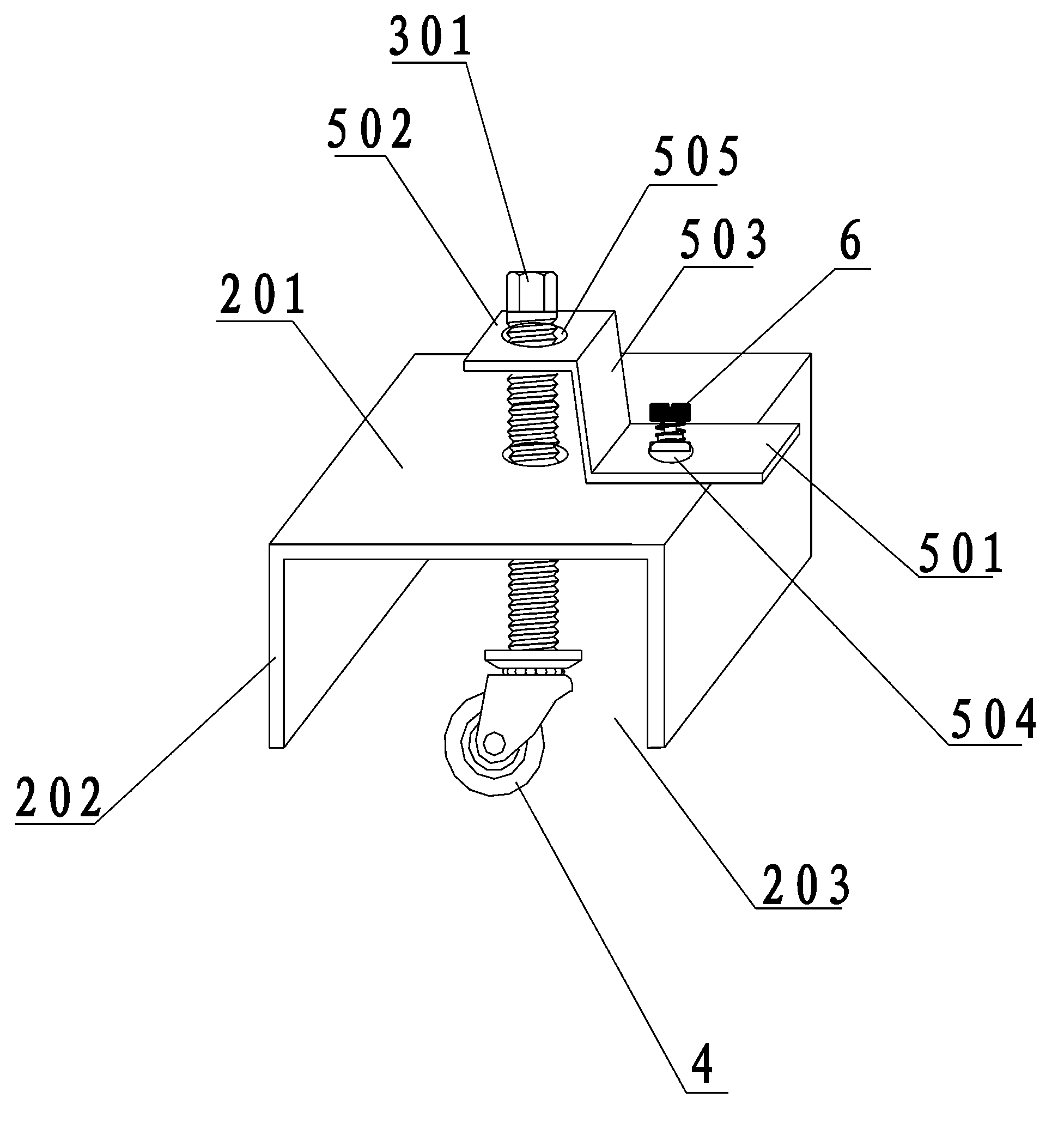 Retractable castor mechanism of rack