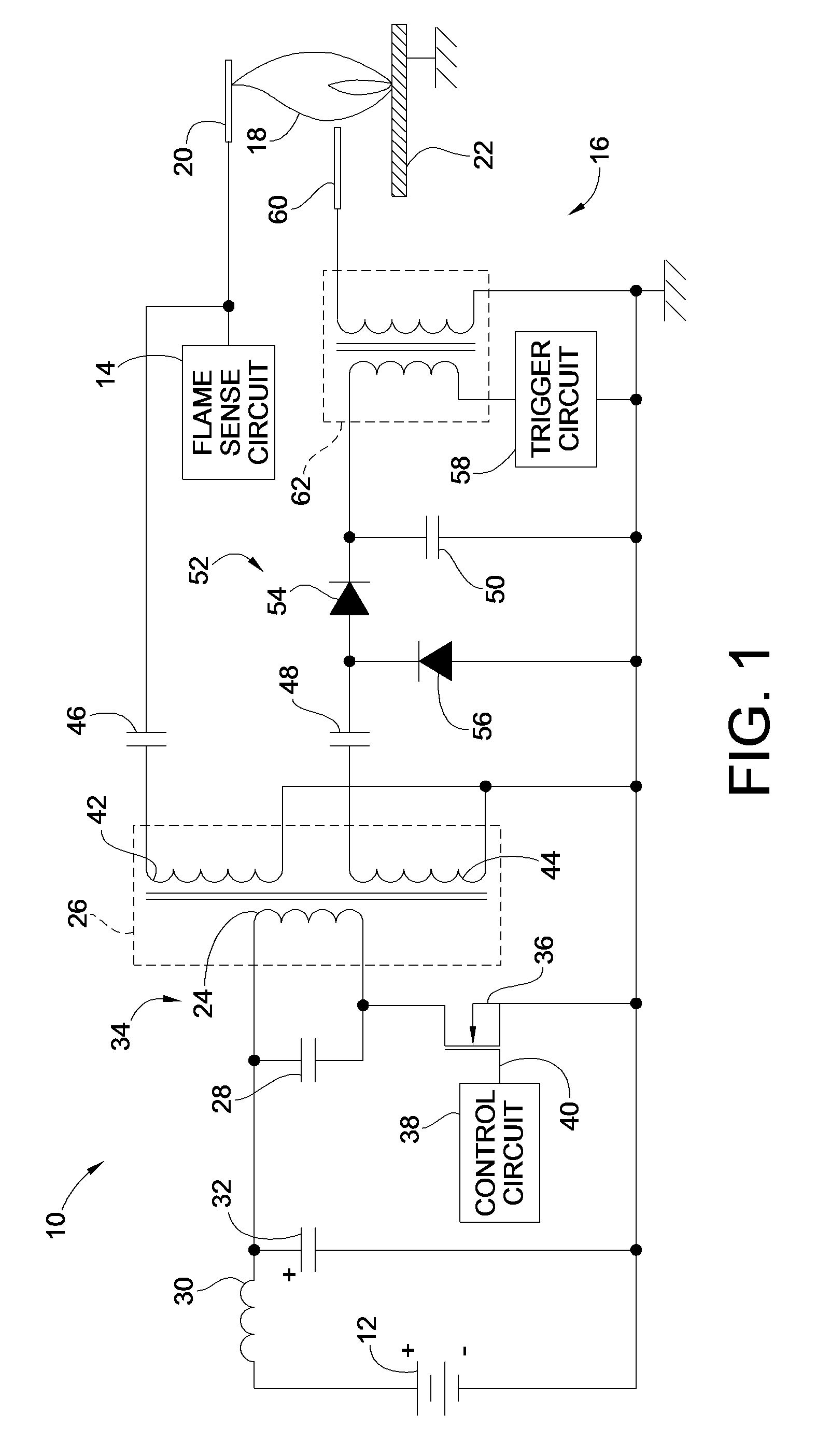 Low voltage power supply for spark igniter and flame sense