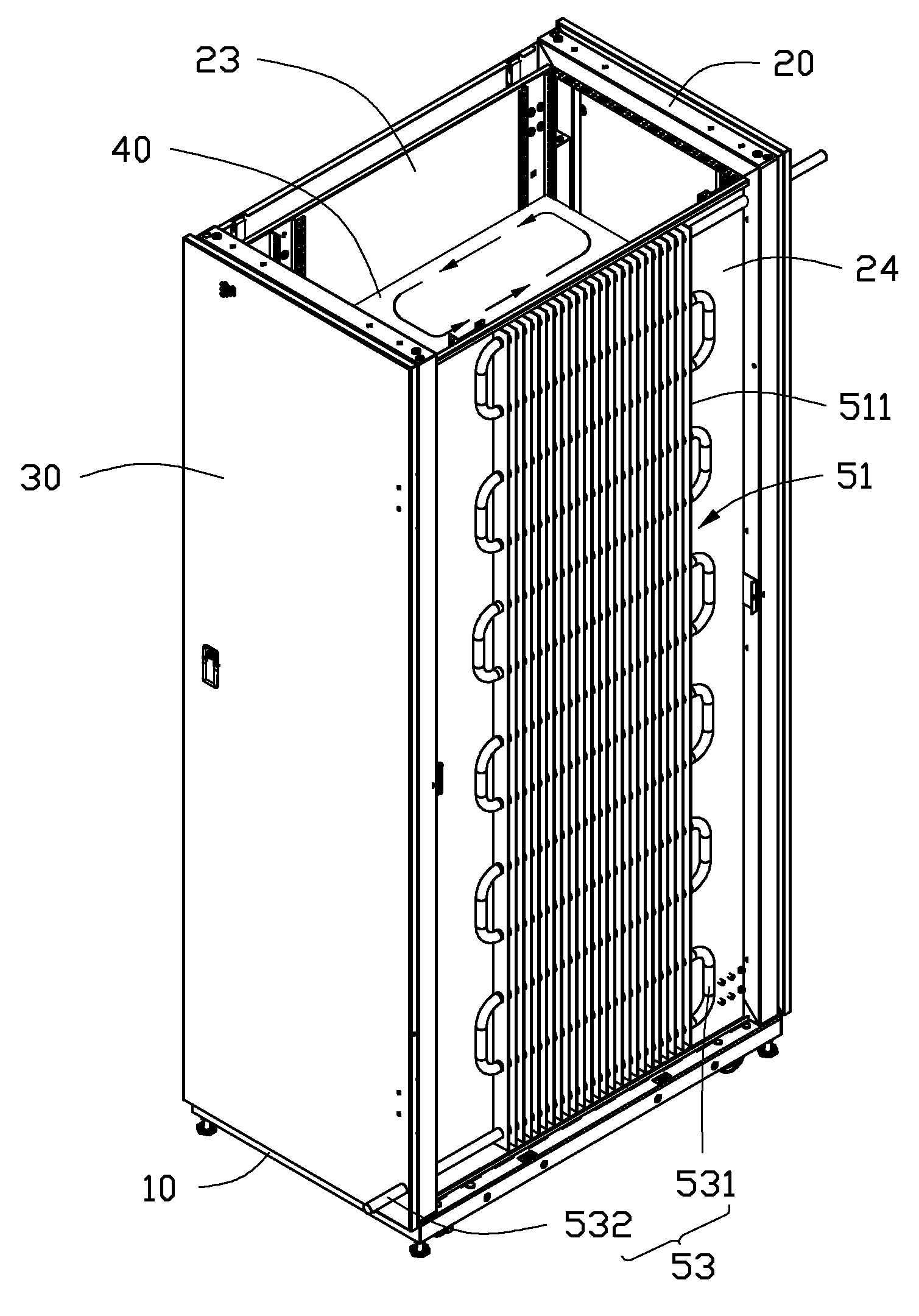 Server cabinet with liquid cooling system