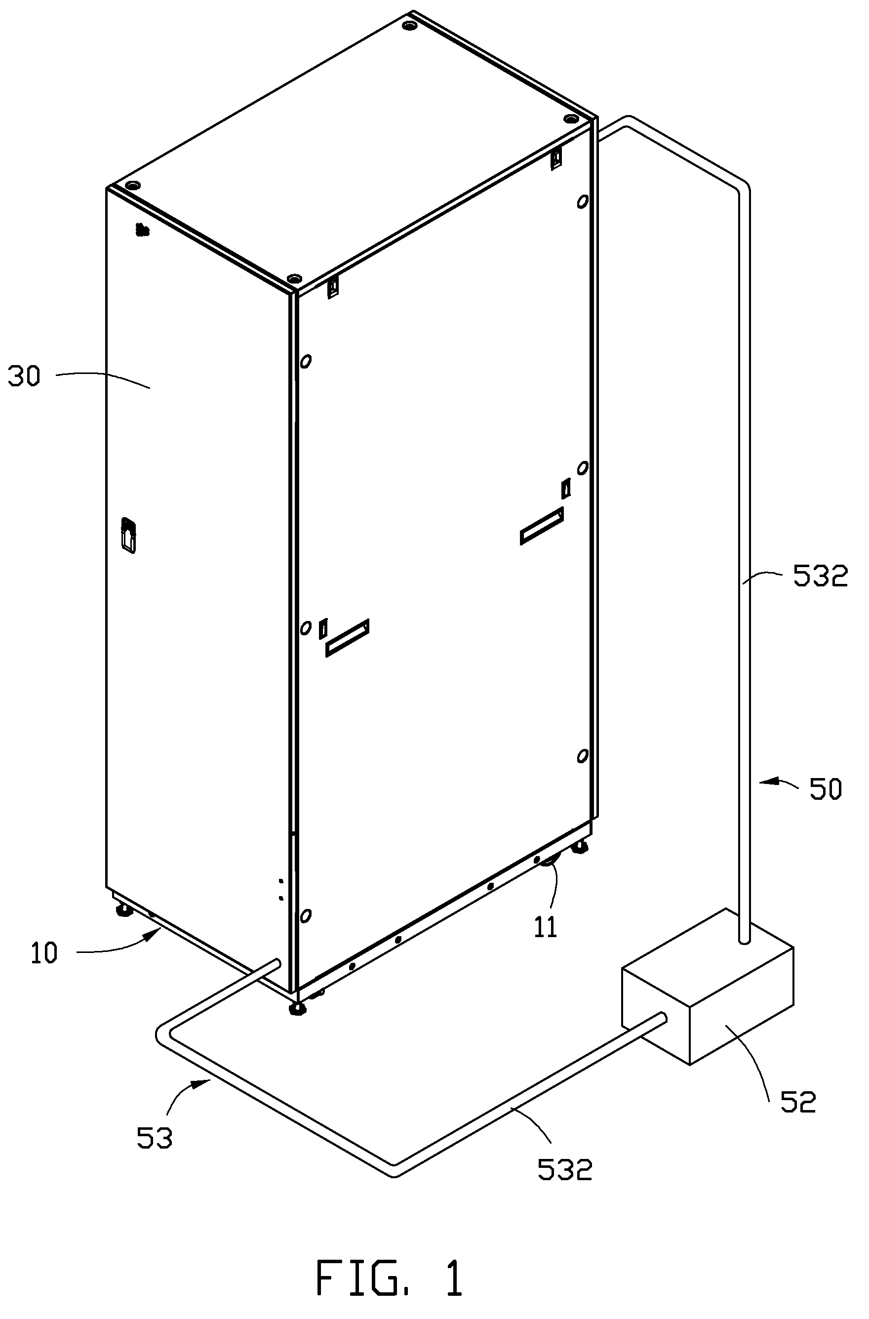 Server cabinet with liquid cooling system