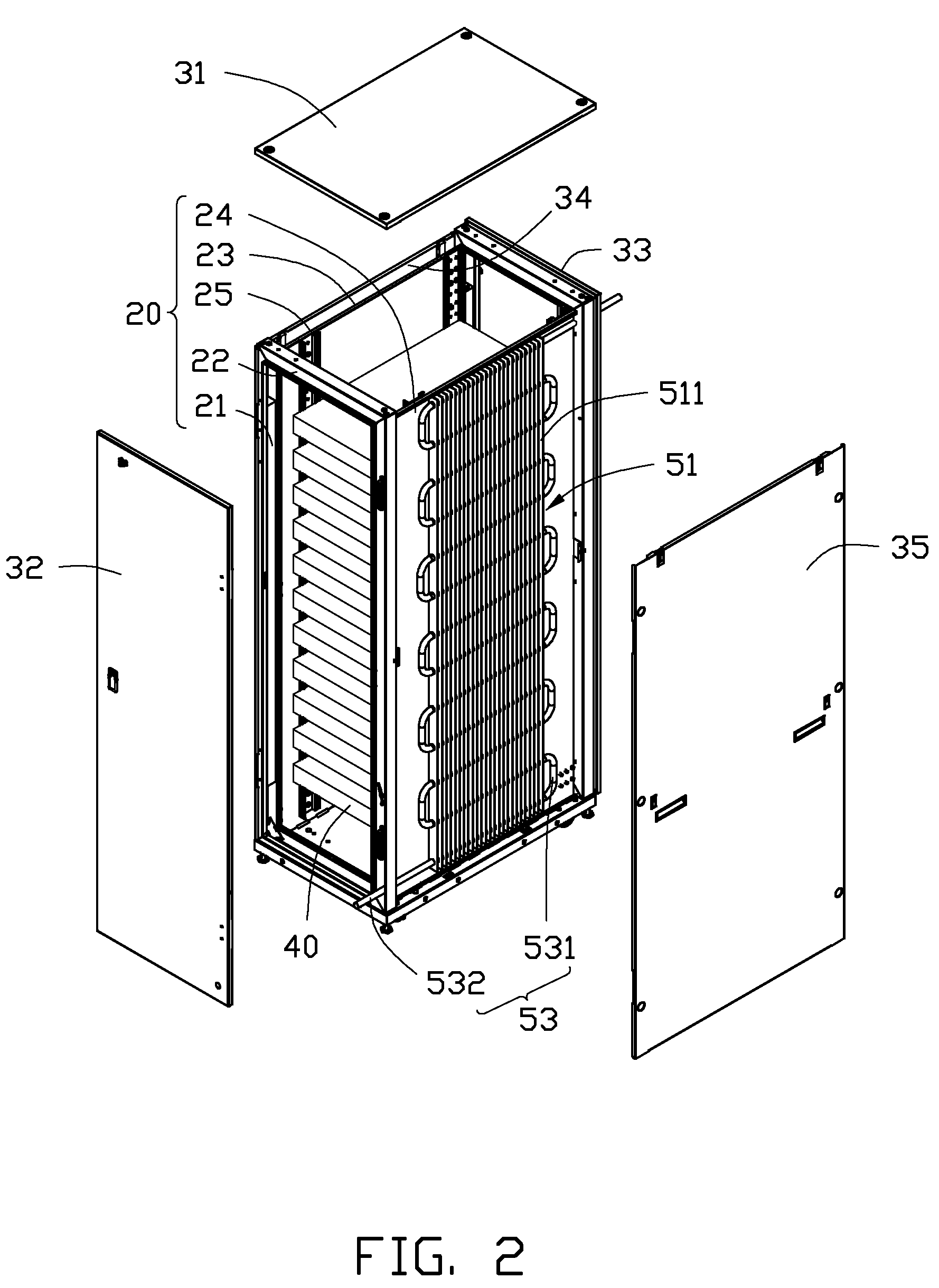 Server cabinet with liquid cooling system