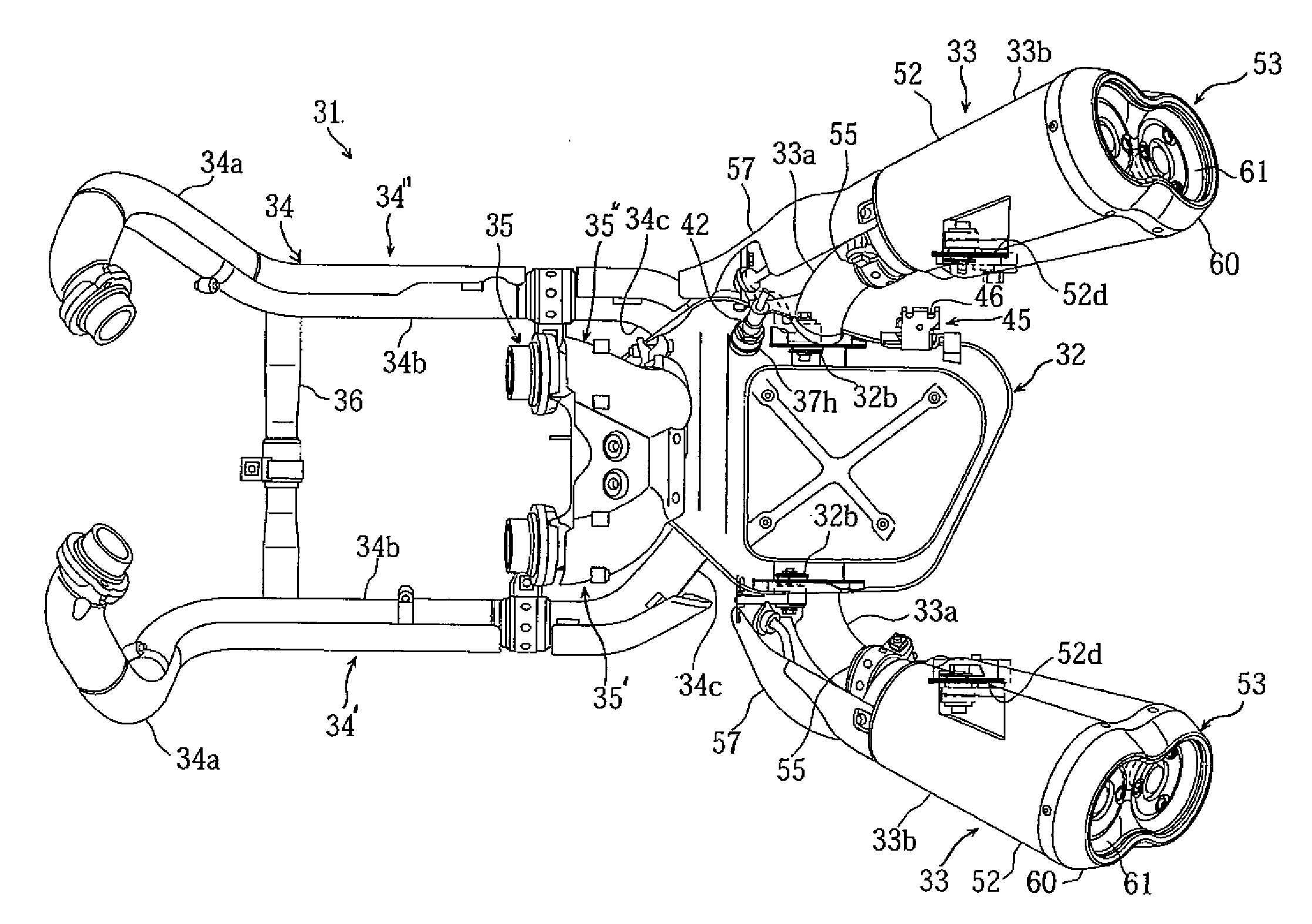 Exhauster for Motorcycle and Motorcycle Including Exhauster