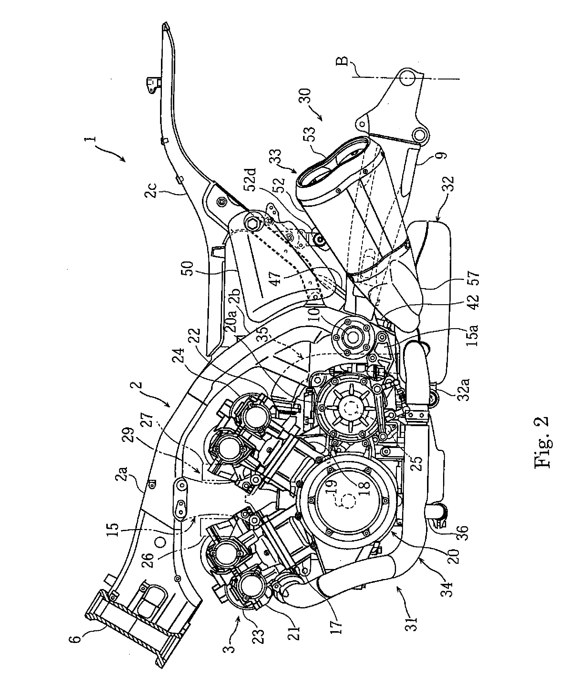 Exhauster for Motorcycle and Motorcycle Including Exhauster