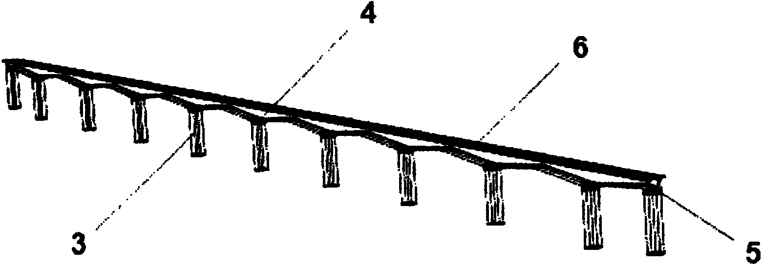 Method for detecting using state of multi-span continuous beam of existing railway