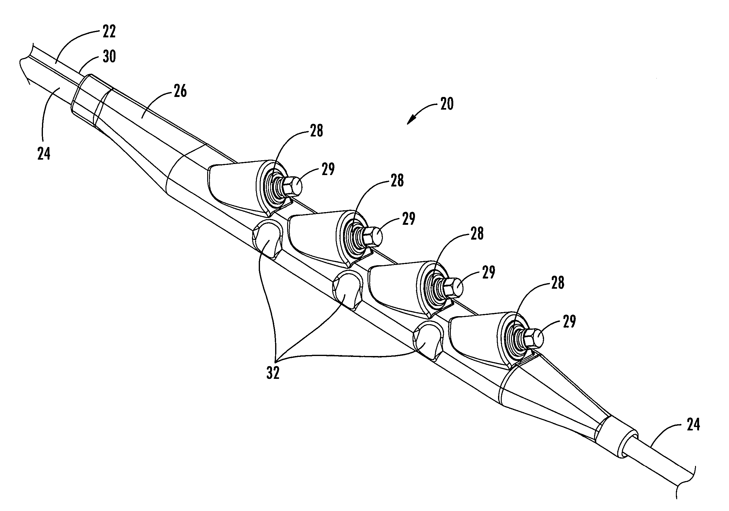 Adjustable tether assembly for fiber optic distribution cable