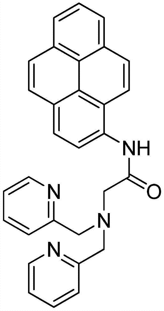 Cadmium-ion fluorescence probe based on pyrene exciplex, and preparation method and application thereof