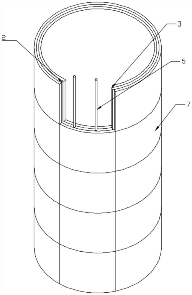 Fabricated tailing pond radiation well walling crib with fixing grooves and construction technology