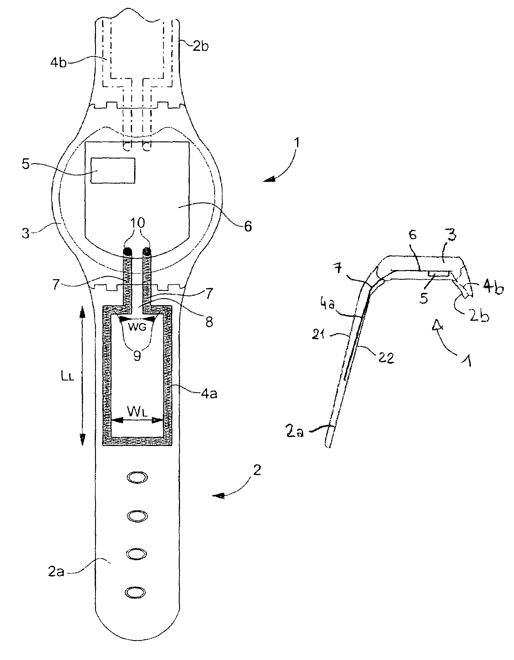 Optimization of a loop antenna geometry embedded in a wristband portion of a watch