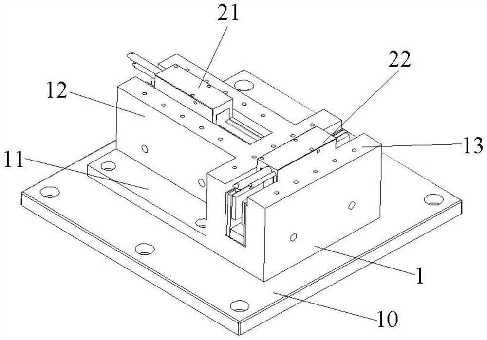 Coplanar motion device driven by single-side linear motor and used for packaging optoelectronic device