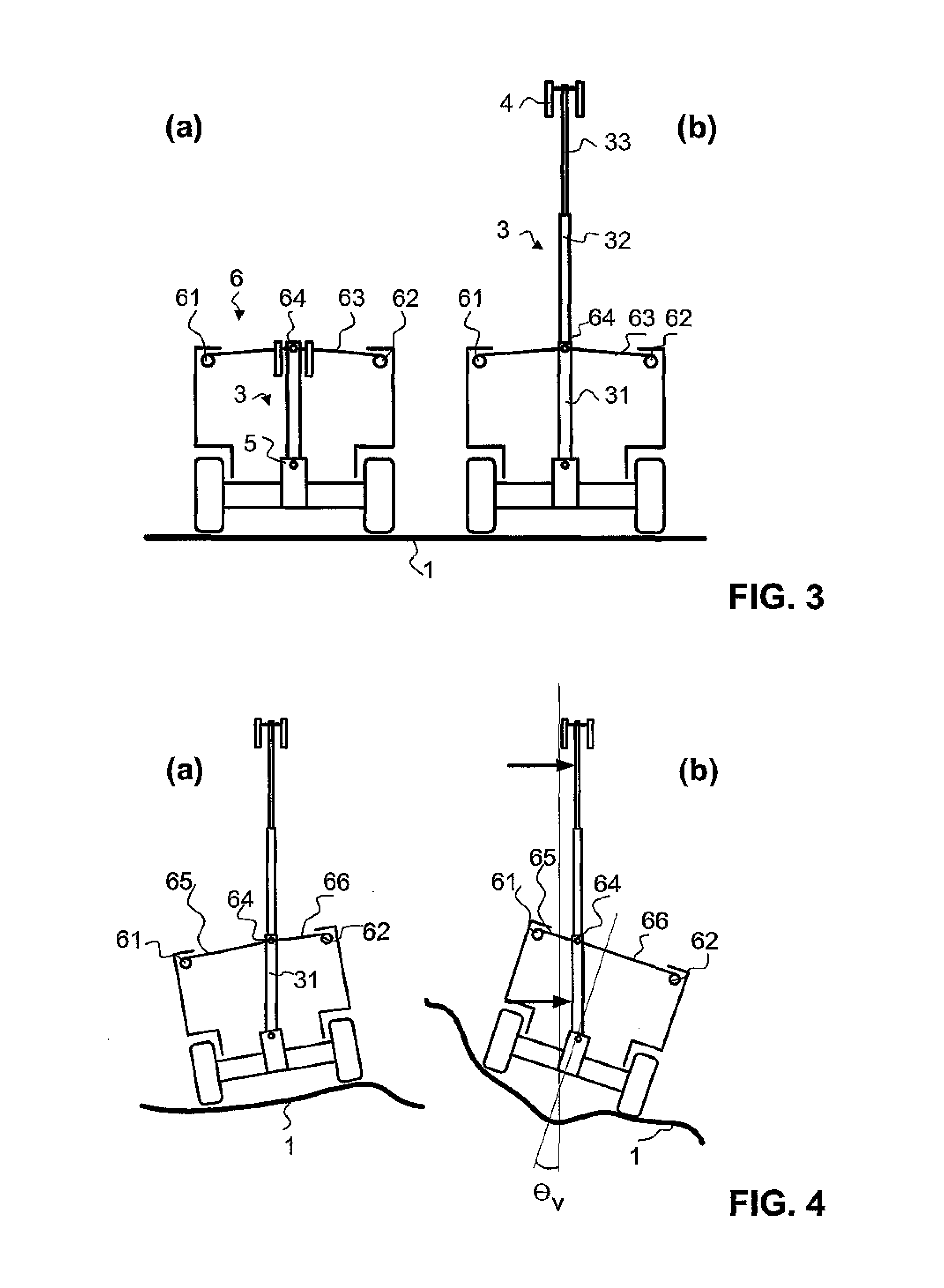 Stabilization of a mast for vehicles and ships