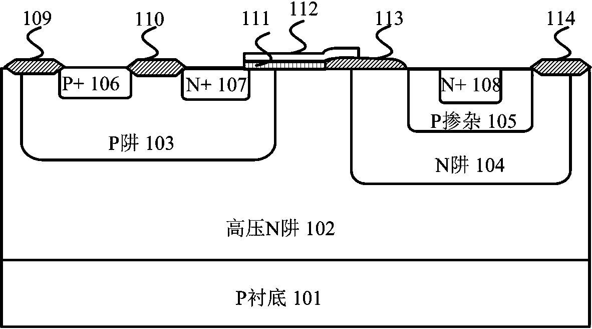 ESD protection component of LDMOS structure and with high maintaining voltage