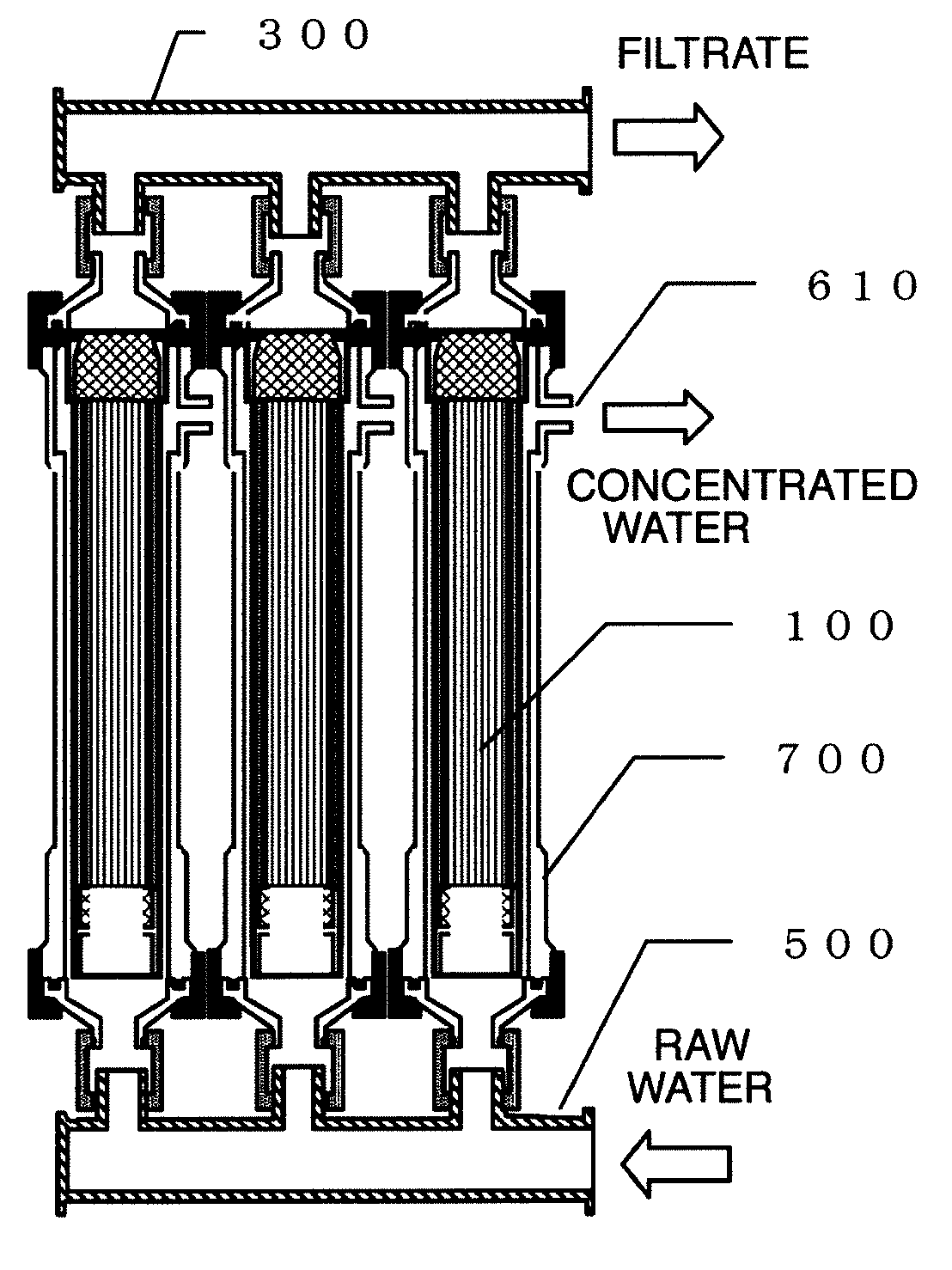 Hollow fiber membrane module with covered membrane outer periphery