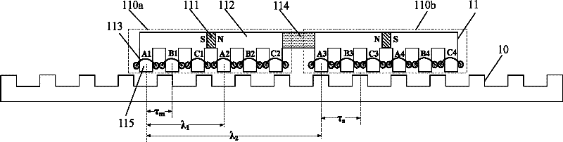 Modular complementary type primary permanent magnet linear motor and motor module formed thereby