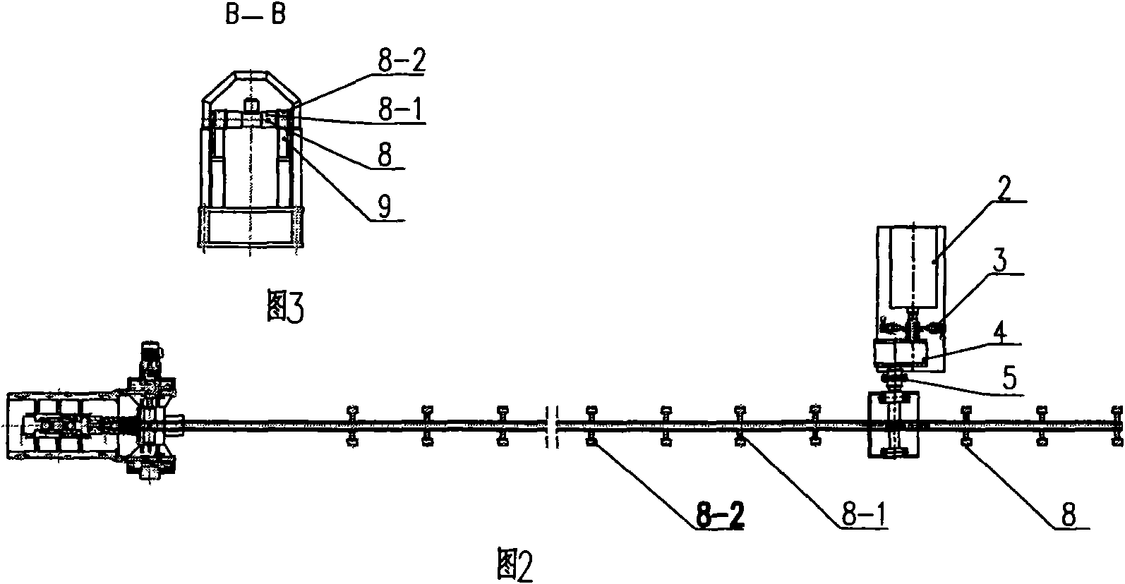 Transmission of mandrel thrust trolley of perforating machine