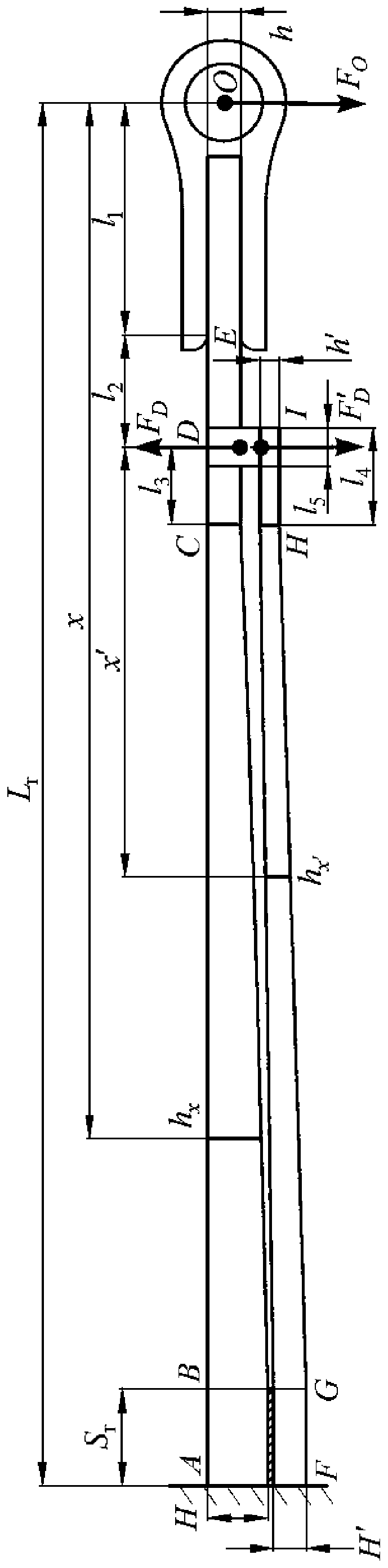 Method for calculating the composite stiffness of a main and auxiliary spring type composite material plate spring