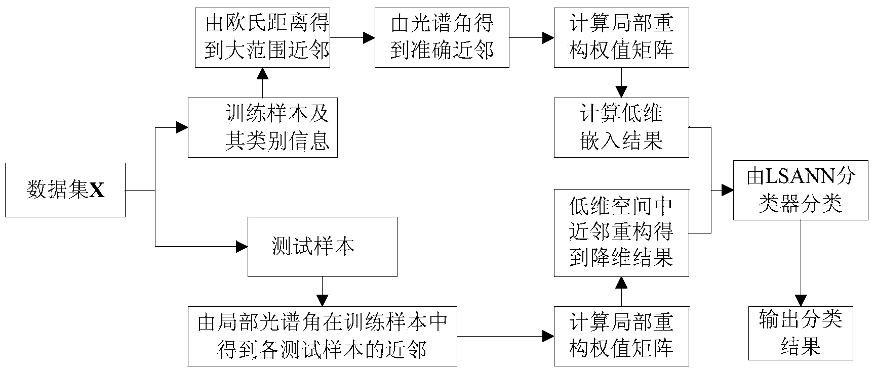 Hyperspectral remote sensing image classification method based on manifold neighbor measurement through local spectral angles