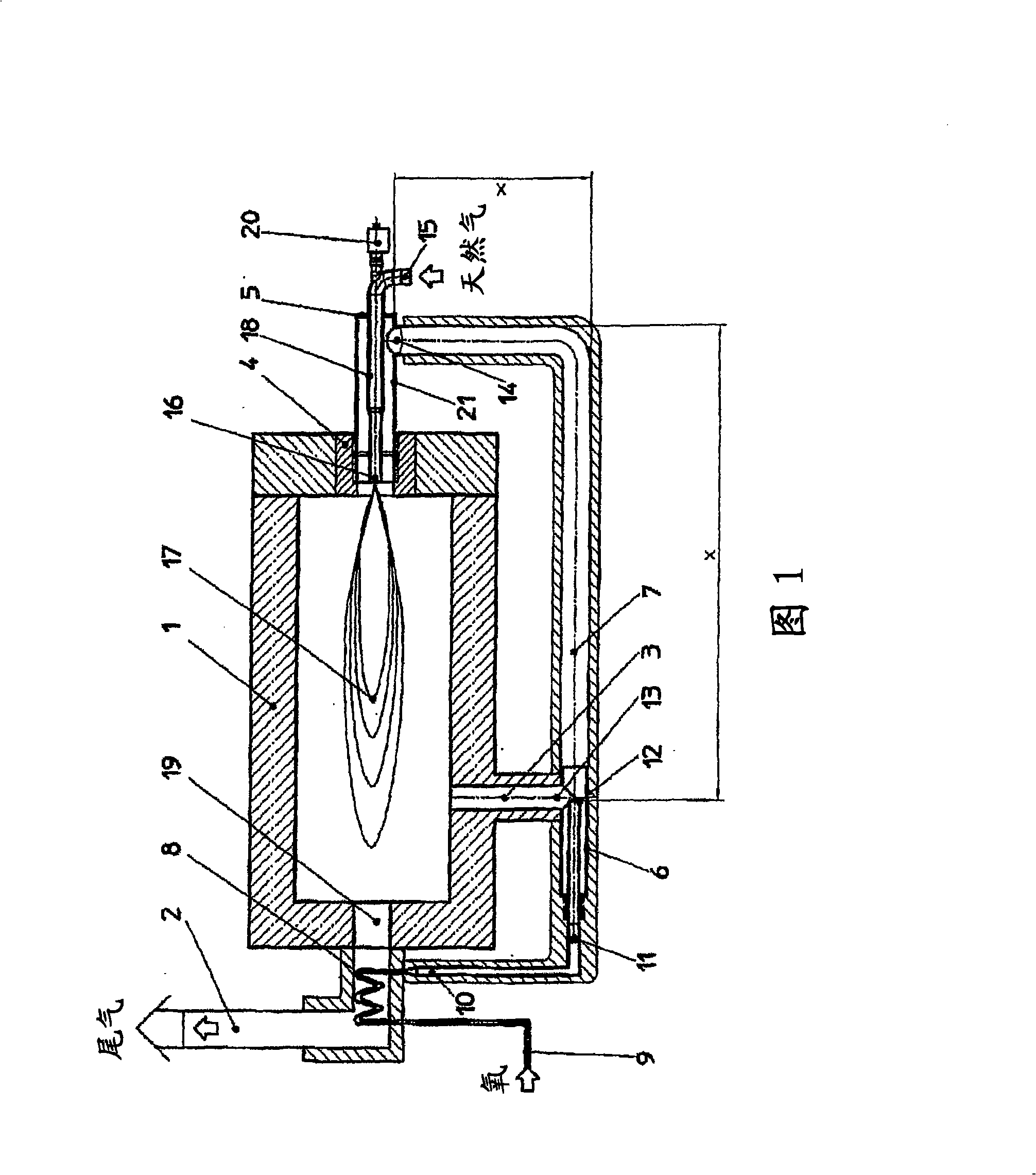 Low-nitrogen oxide combustion technique and device