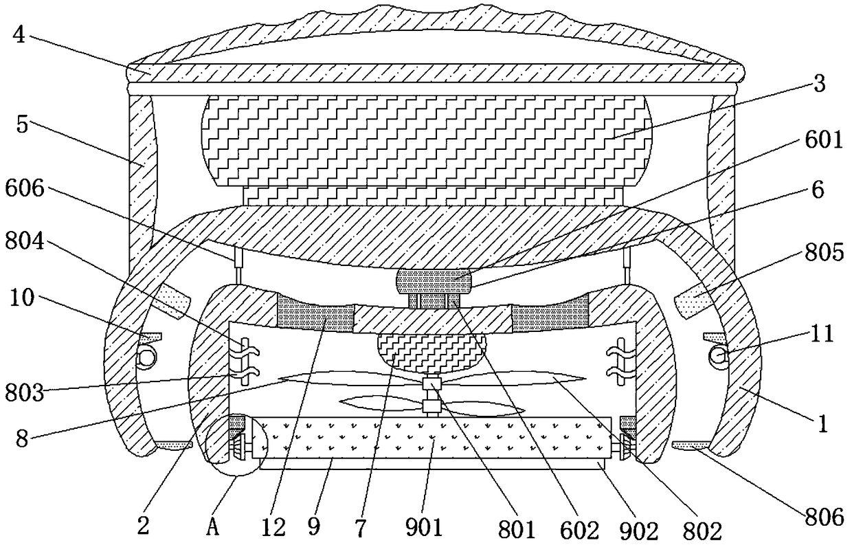 Chopping board mildew spot removing device capable of self-rotating and with thermal cycling function