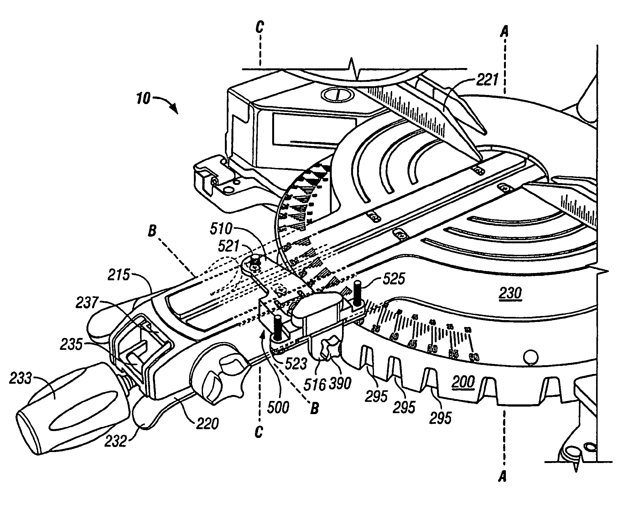 Cutting assembly having multiple turntable locking mechanisms