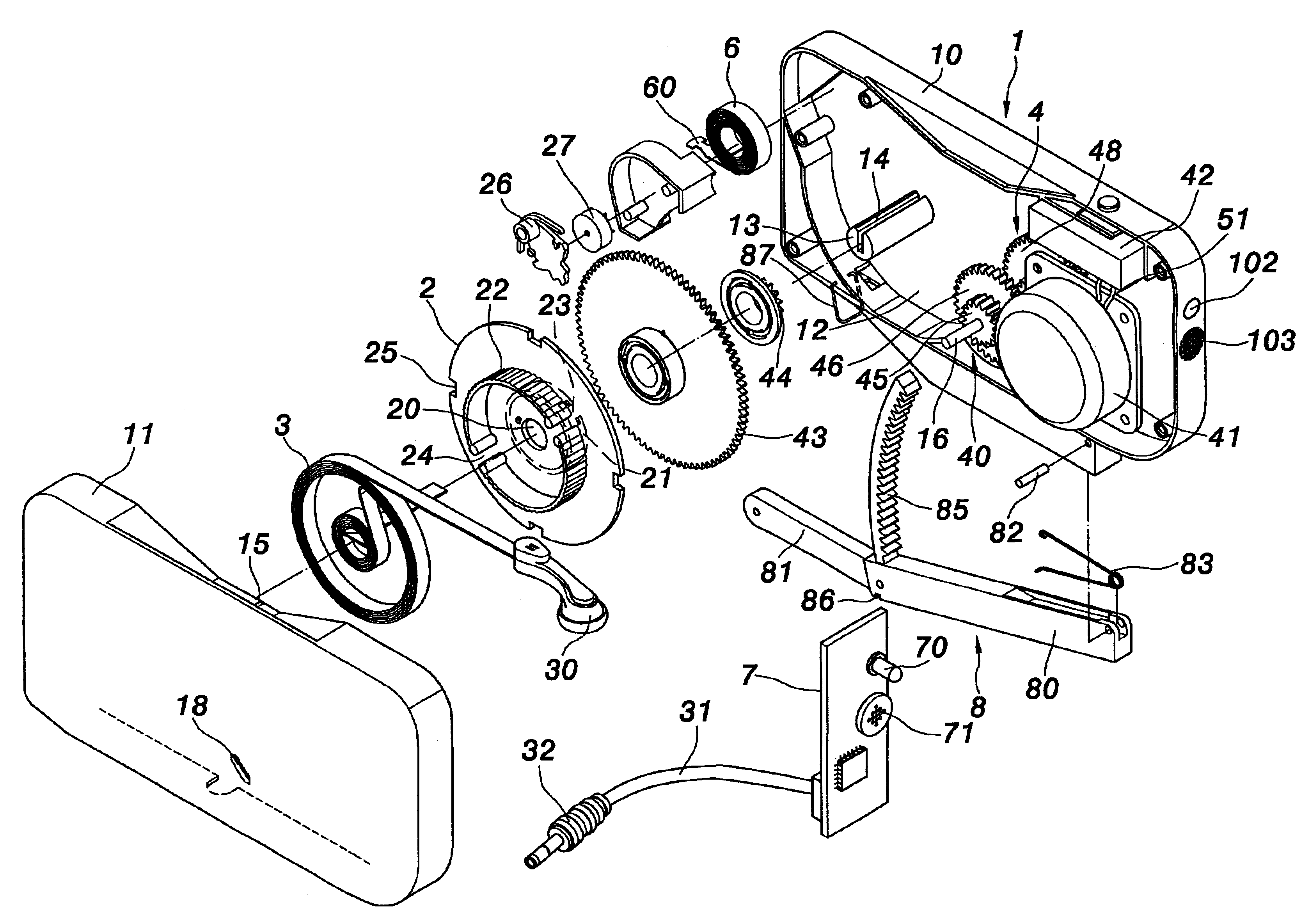 Wire rewinding box with recharge unit