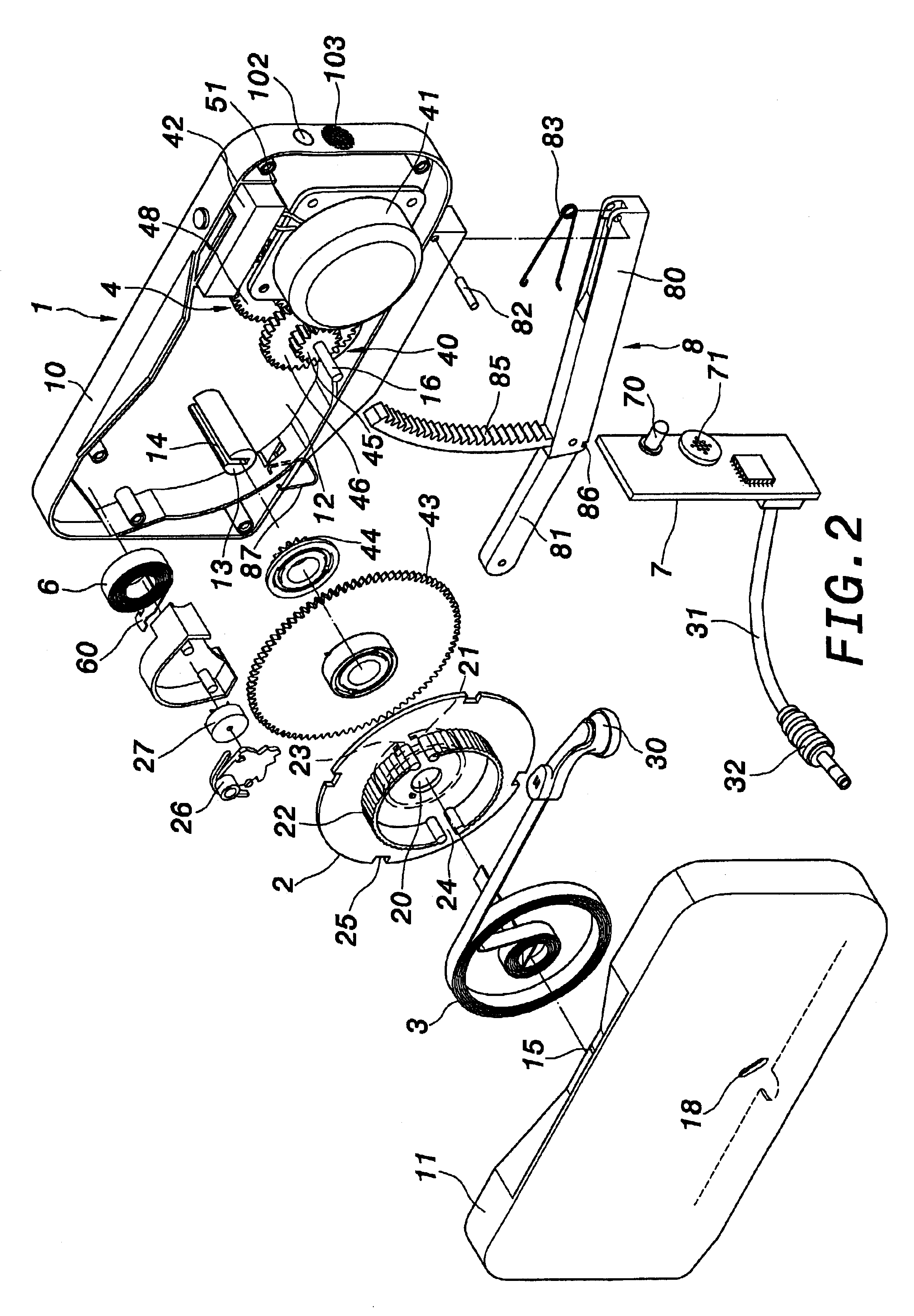 Wire rewinding box with recharge unit