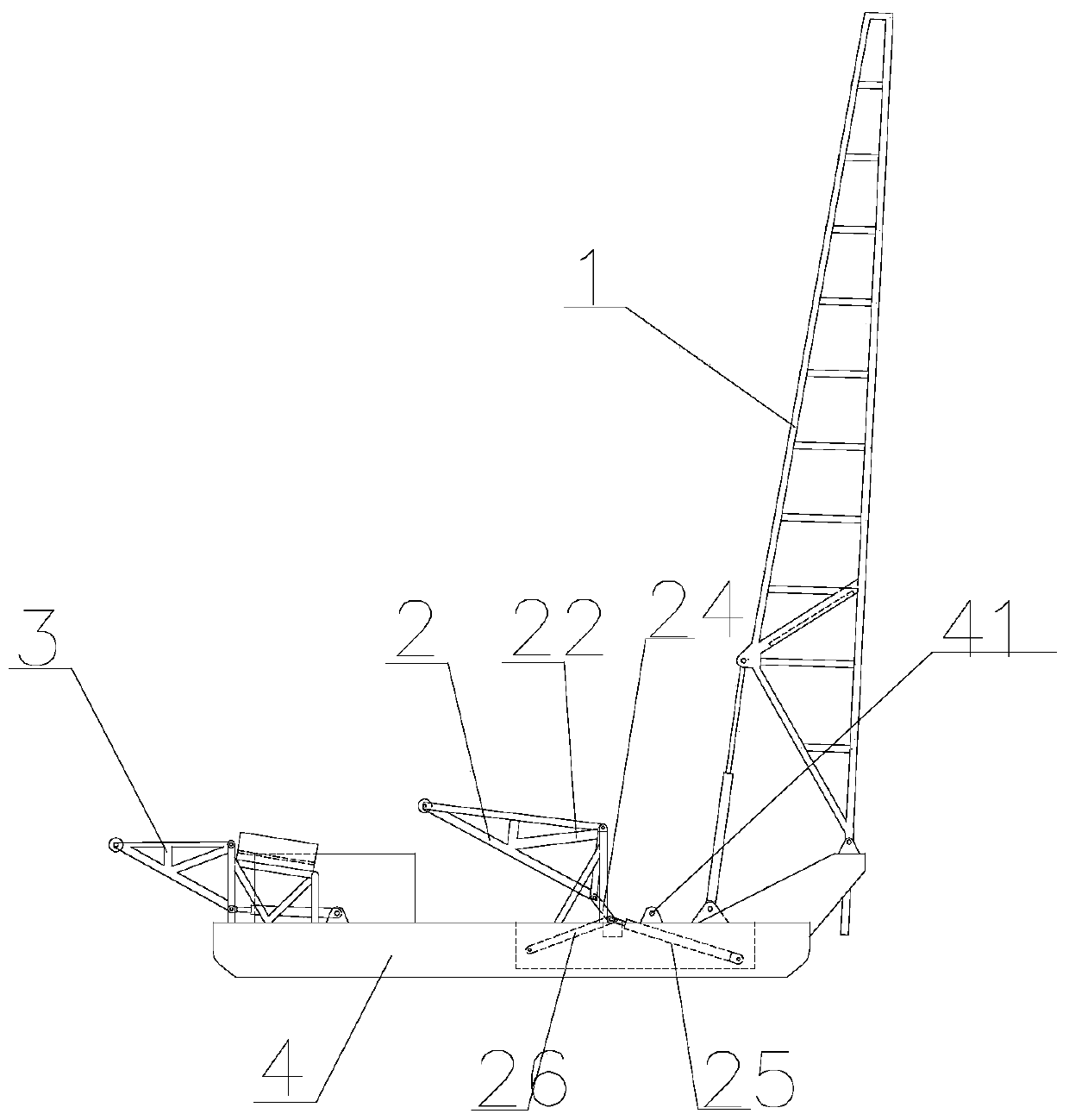 Automatic horizontal-arranging device of pile driving barge pile frame