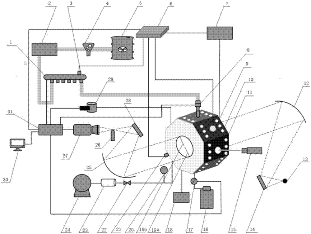 System for researching spray diffusion combustion characteristics of liquid fuel