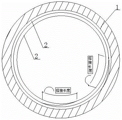 Strengthening method of pasting carbon fiber sheet on inner wall of large-diameter pipeline