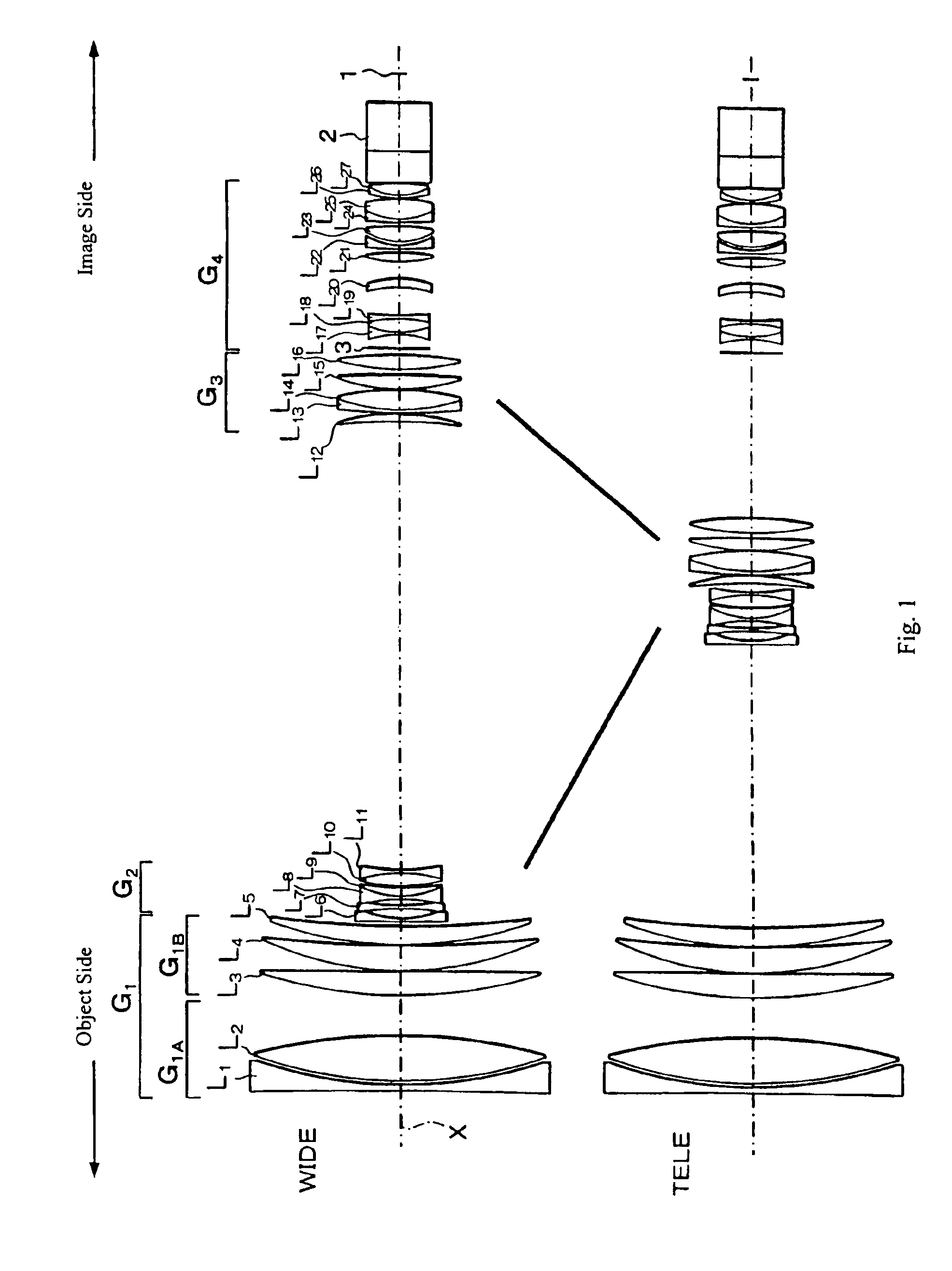 High magnification, four-group zoom lens