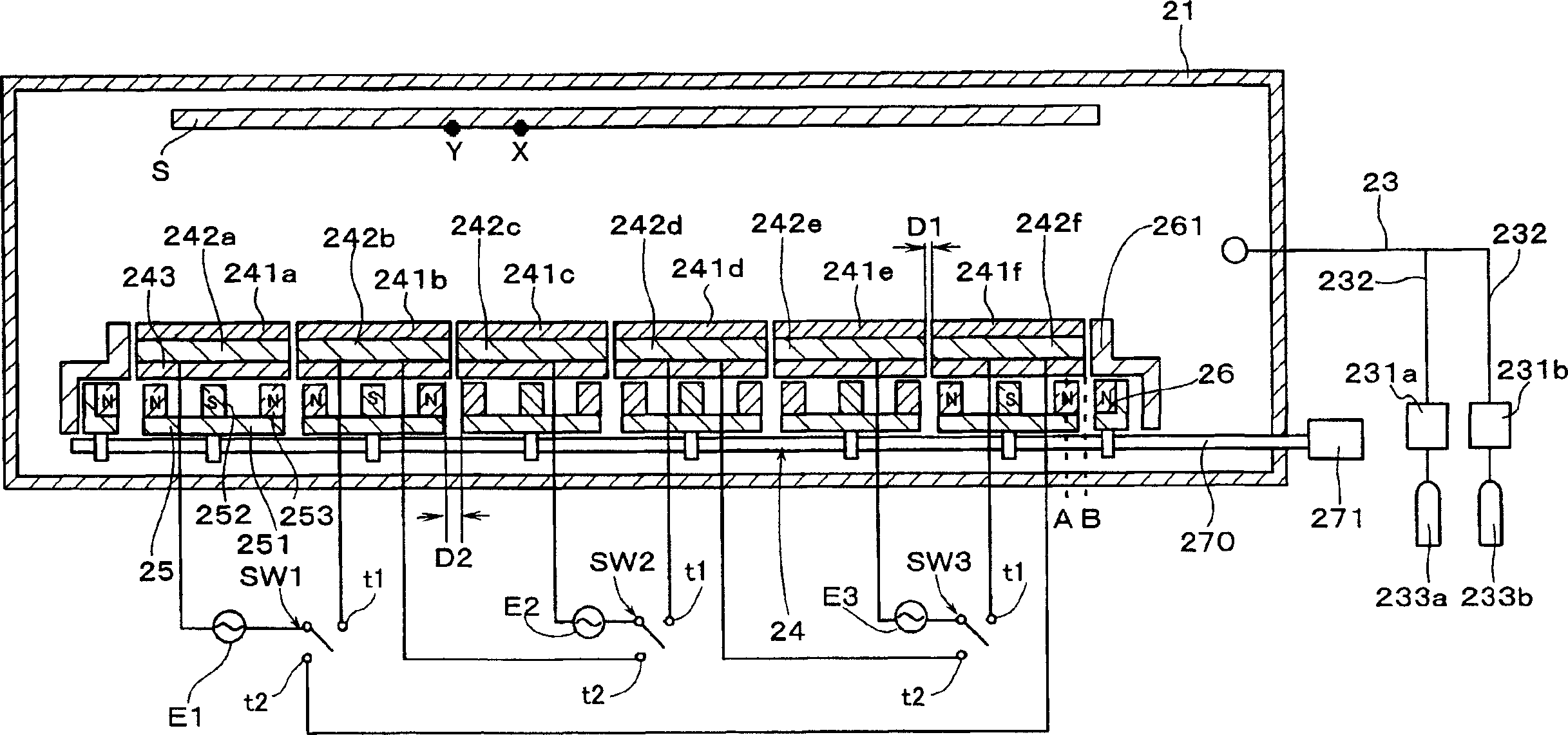 Sputtering device and sputtering method