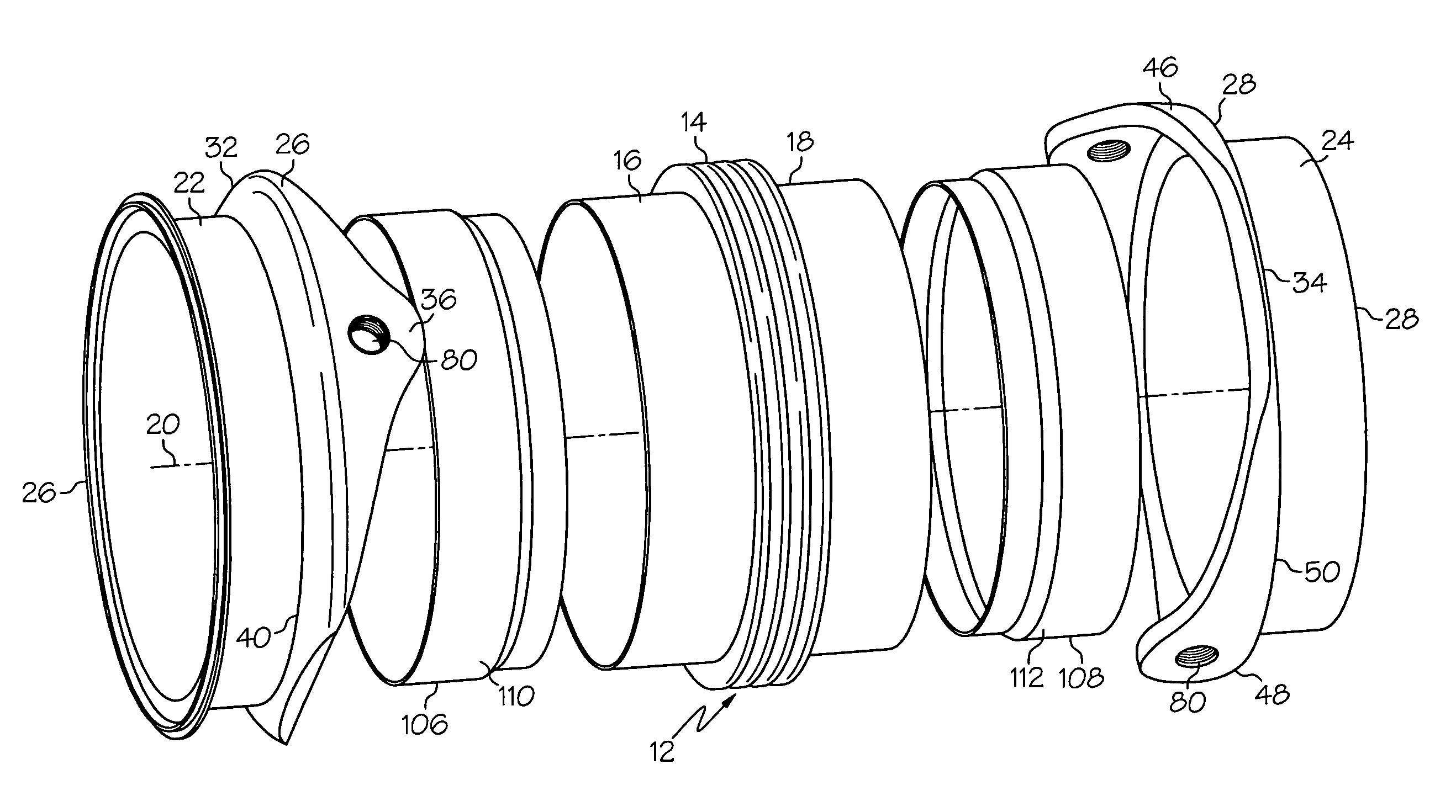 Full port externally gimballed joint