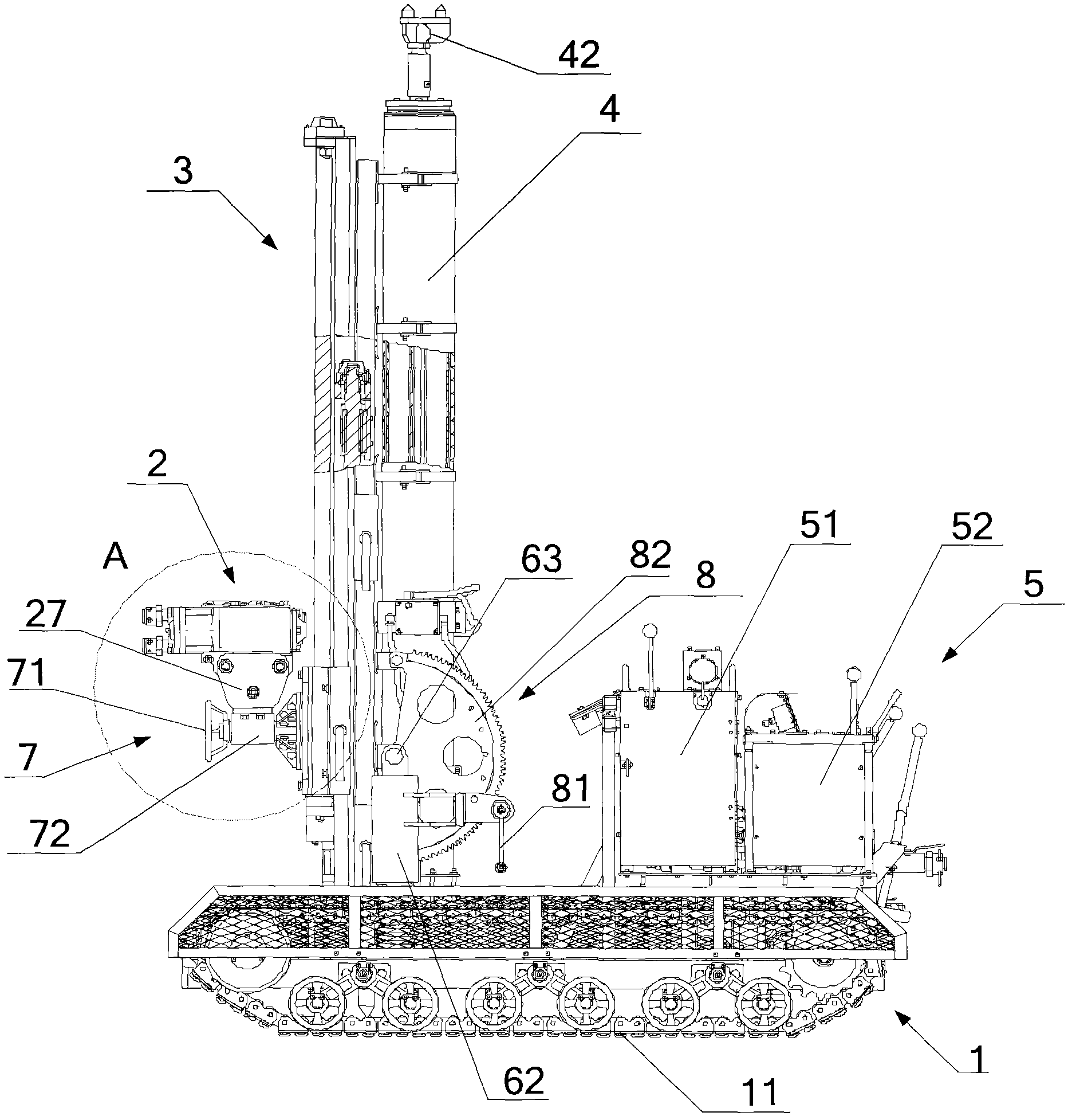 Pneumatic drill rig