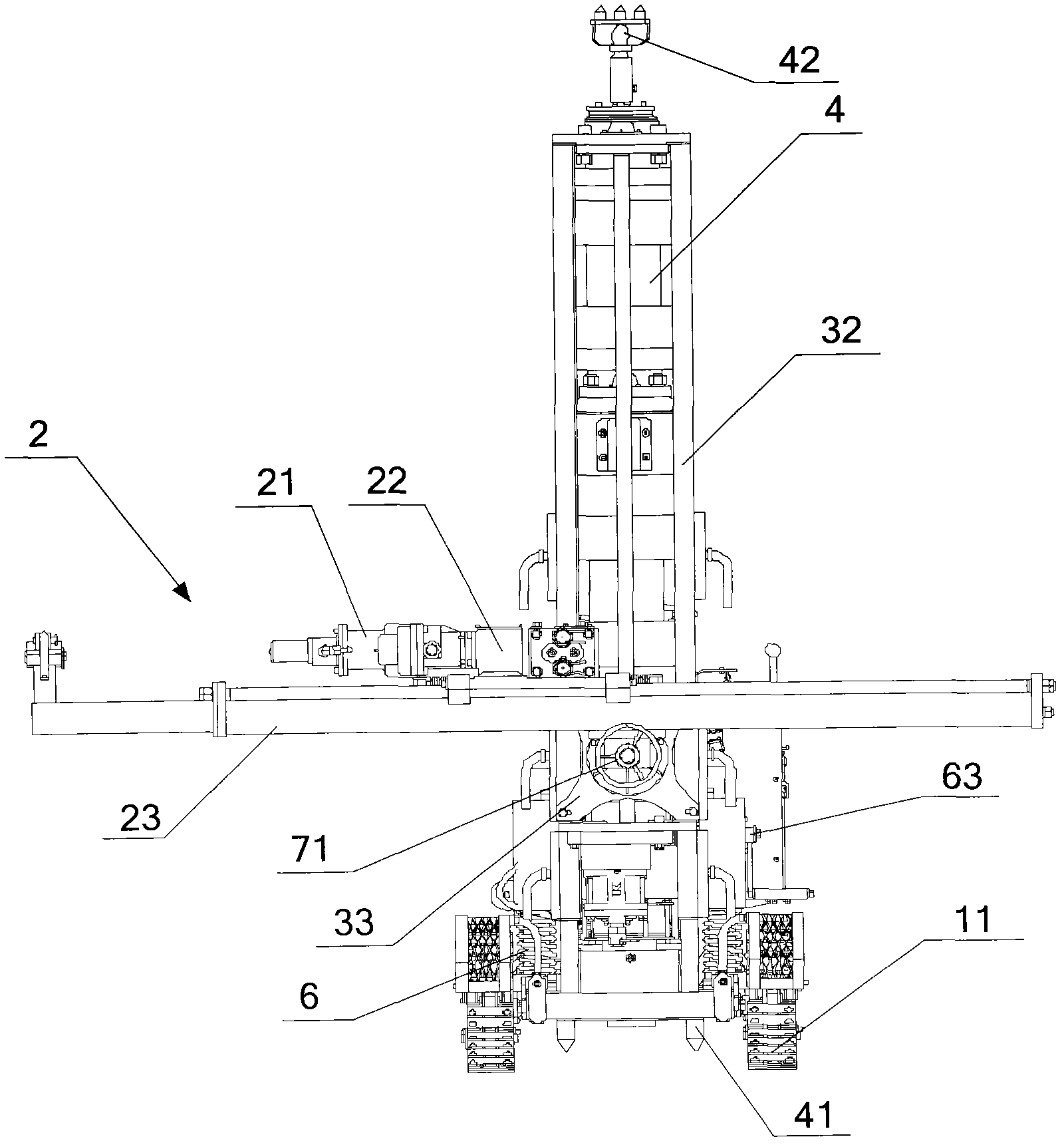 Pneumatic drill rig