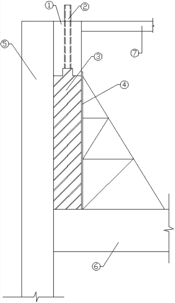 Lining wall concrete placement top-down method based on underground diaphragm wall