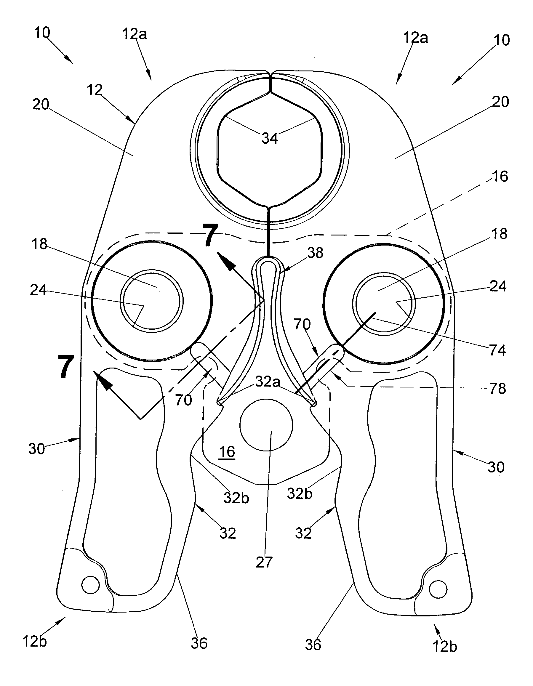 Compression tool jawarm member