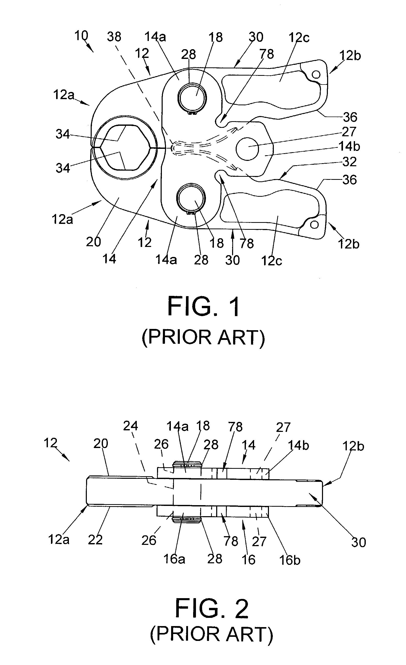 Compression tool jawarm member