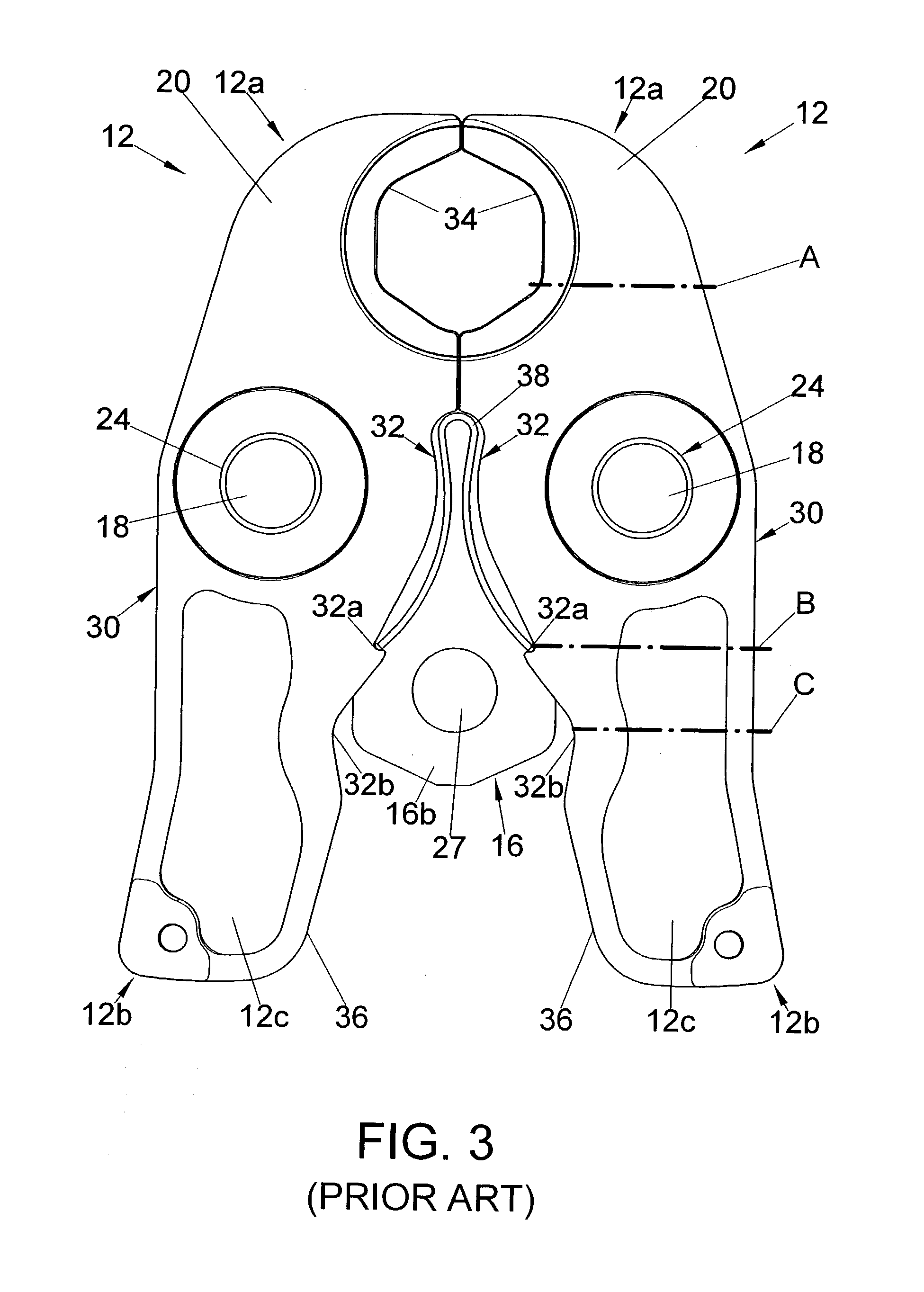 Compression tool jawarm member