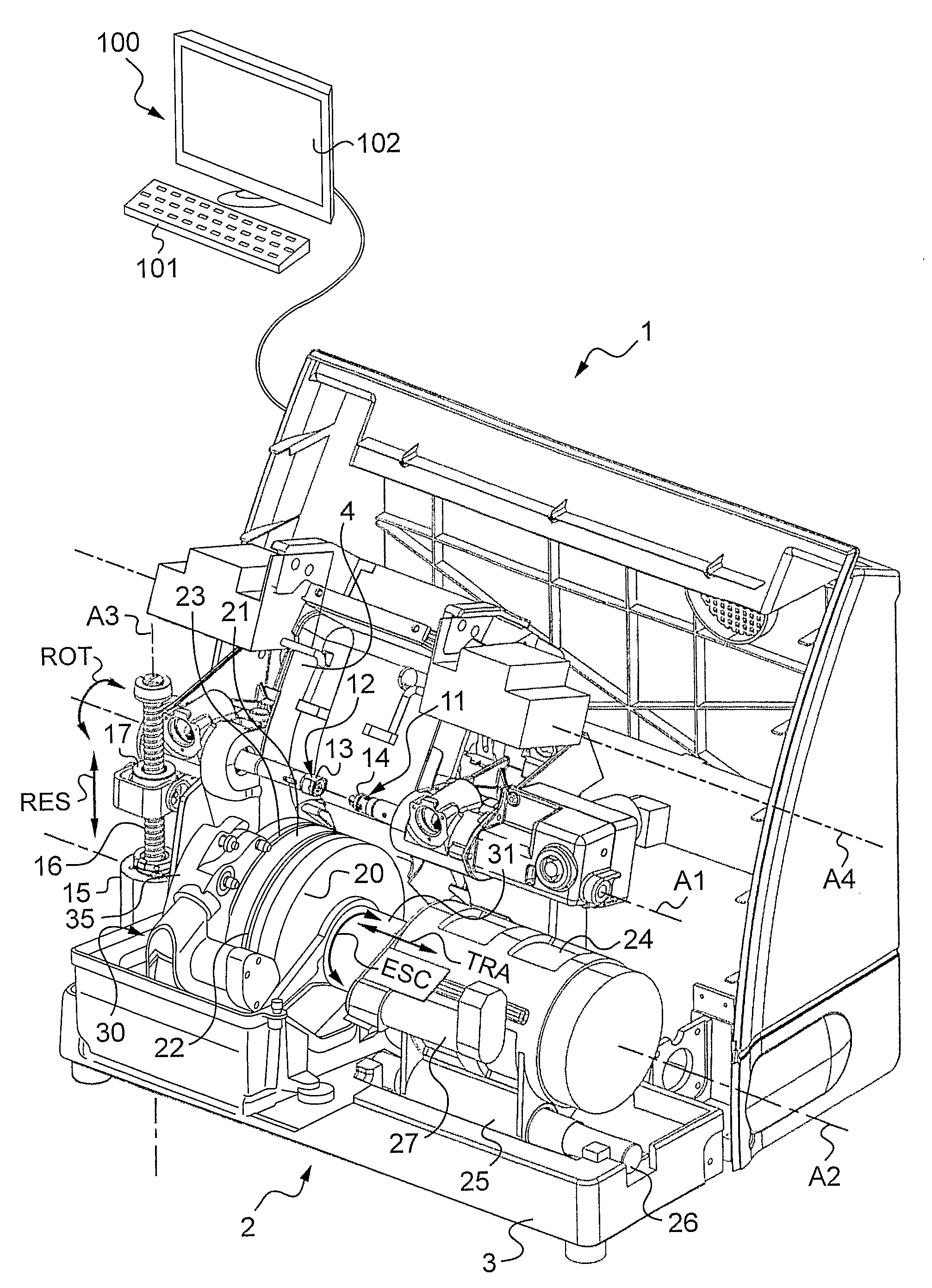 Device for machining ophthalmic lenses, the device having a plurality of machining tools placed on a swivel module