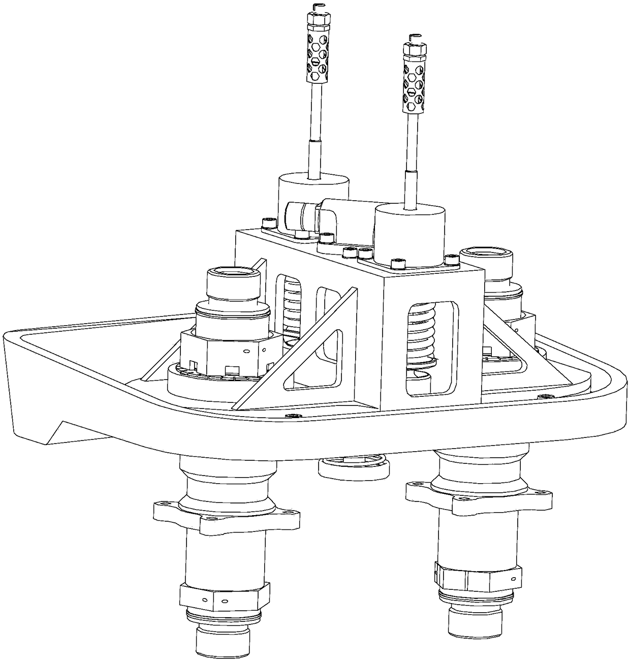 A dual-group synchronous separation device for a spacecraft hydraulic circuit breaker