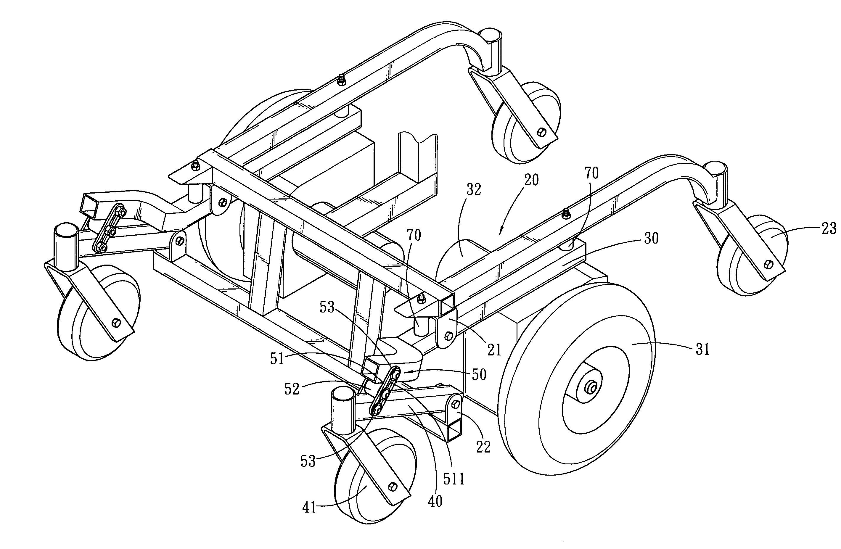 Suspension structure for wheelchair